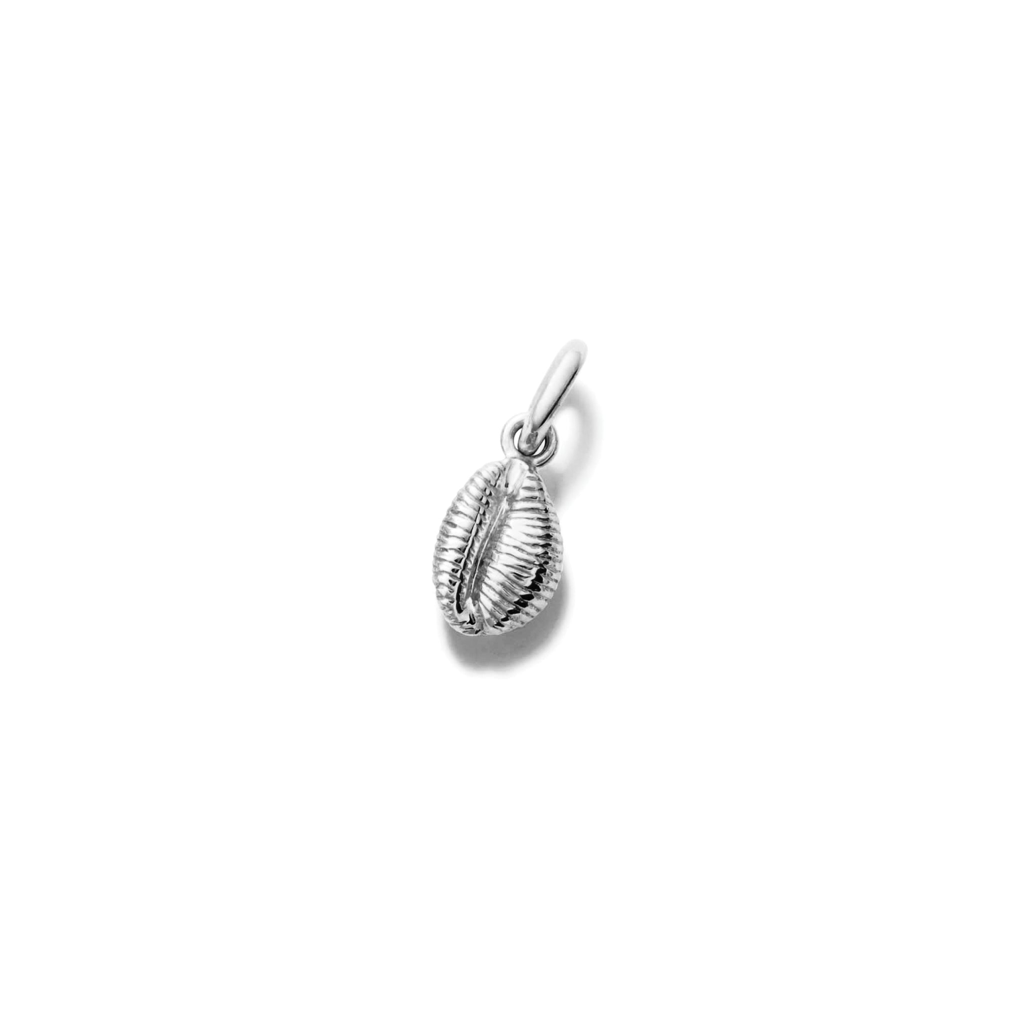 Handcrafted sterling silver necklace pendant showcasing a cowrie shell.