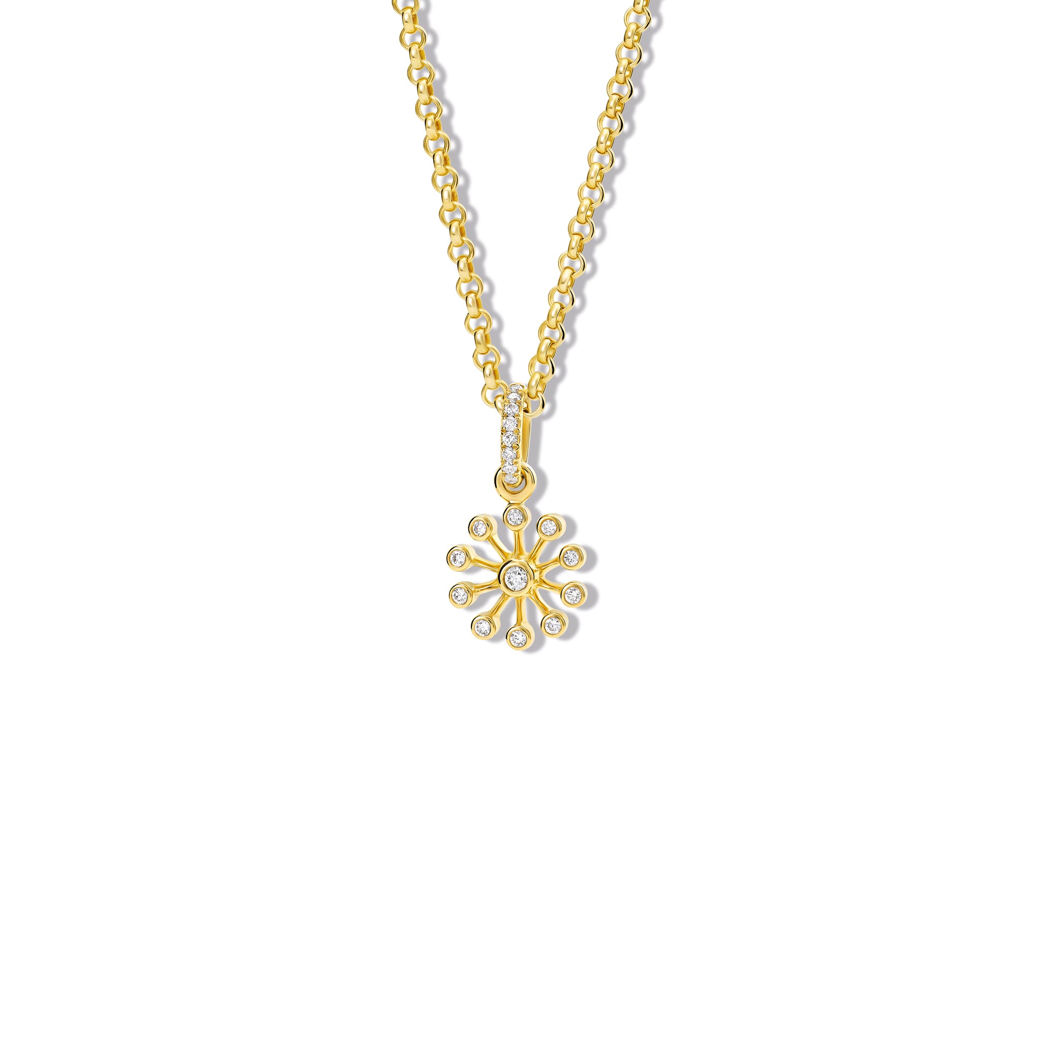 Astrantia Extra Small Necklace Pendant 18ct Yellow Gold - Diamond