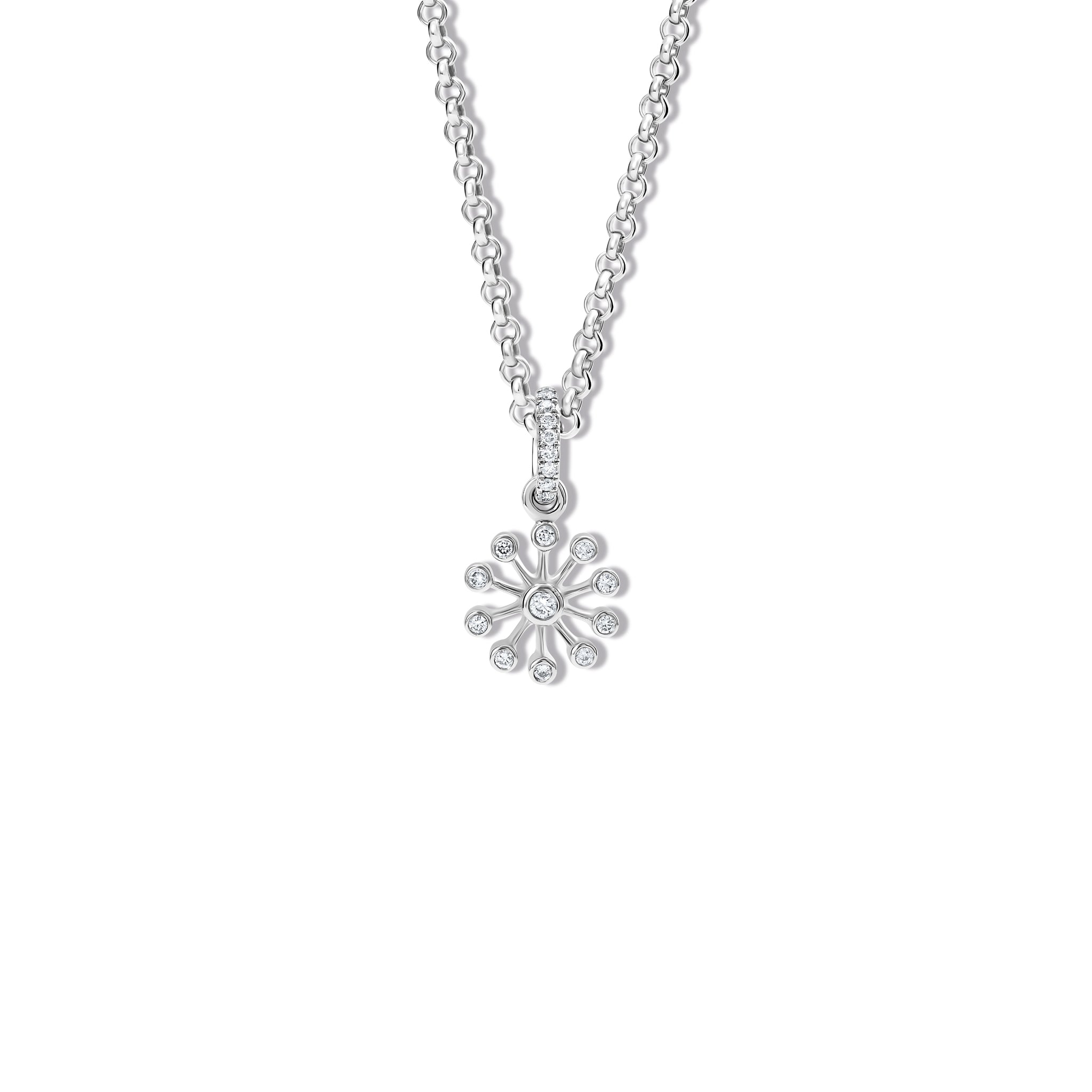 Astrantia Extra Small Necklace Pendant 18ct White Gold - Diamond