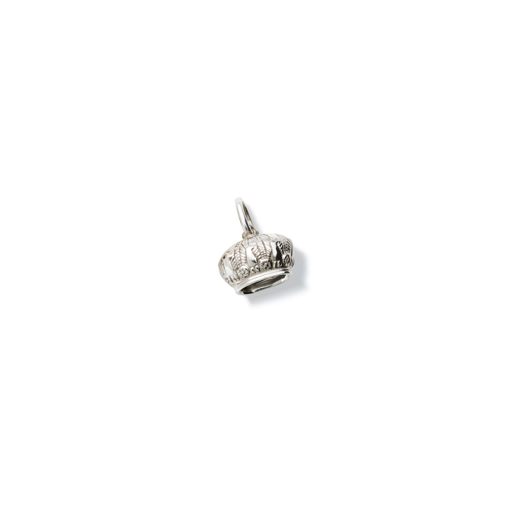 Handcrafted sterling silver necklace pendant shaped as a French crown.