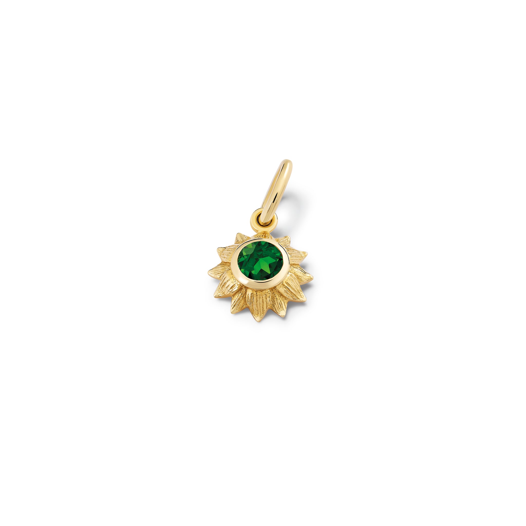 Sunflower Necklace Pendant Yellow Gold - Chrome Diopside