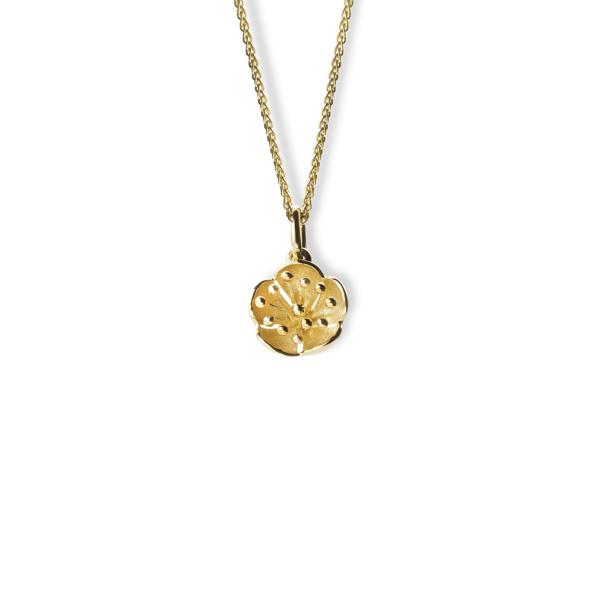 Plum Blossom Large Necklace Pendant Yellow Gold