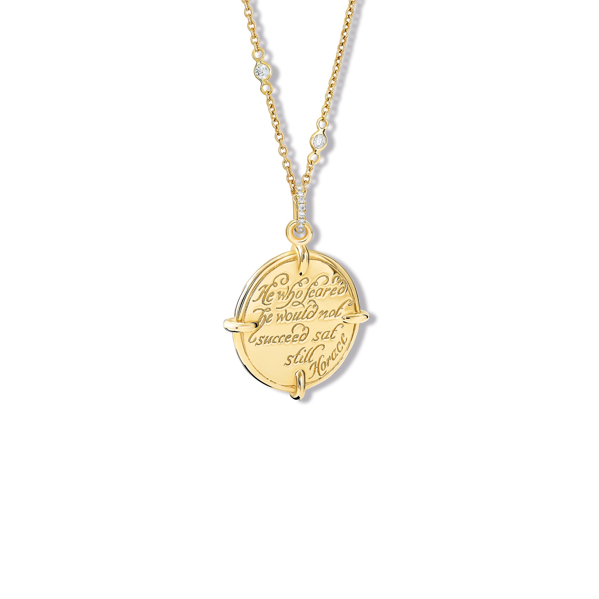 He Who Feared Quote Pendant Yellow Gold - Diamond Pav�