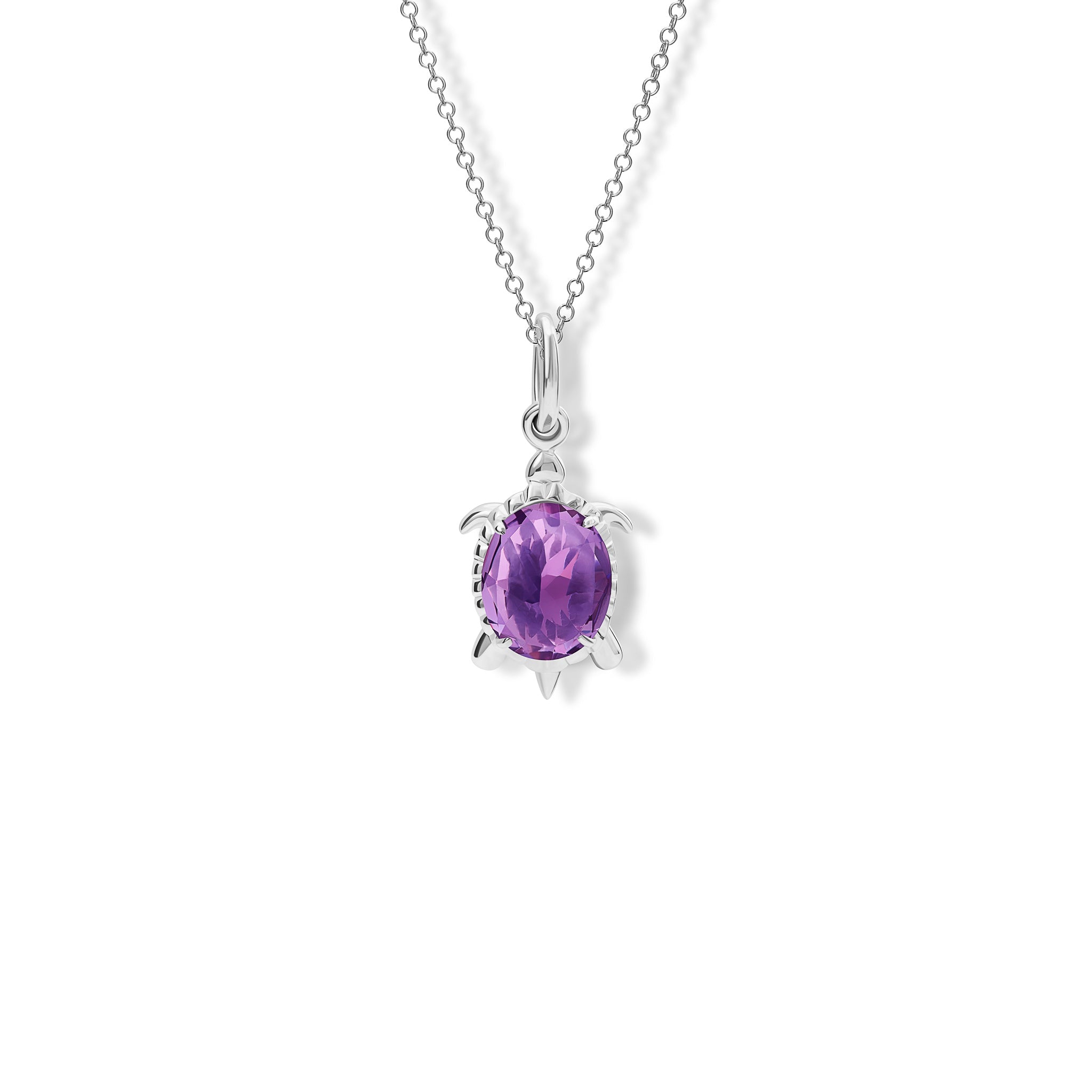 Turtle Necklace Pendant Silver - Amethyst