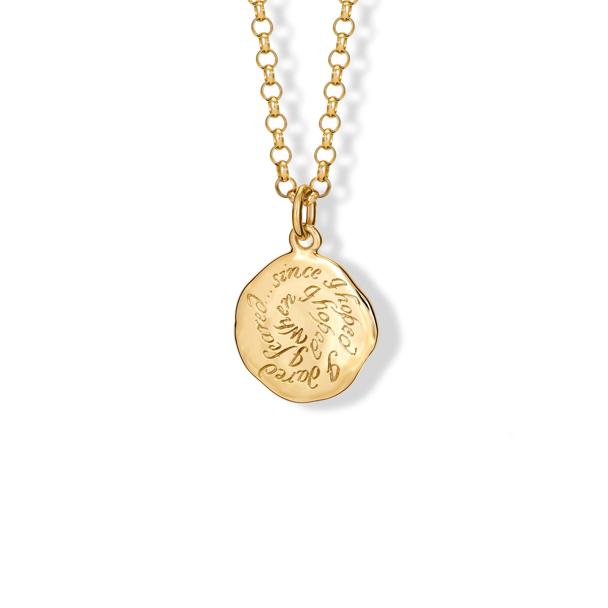 When I Hoped I Feared Quote Pendant 18ct Yellow Gold