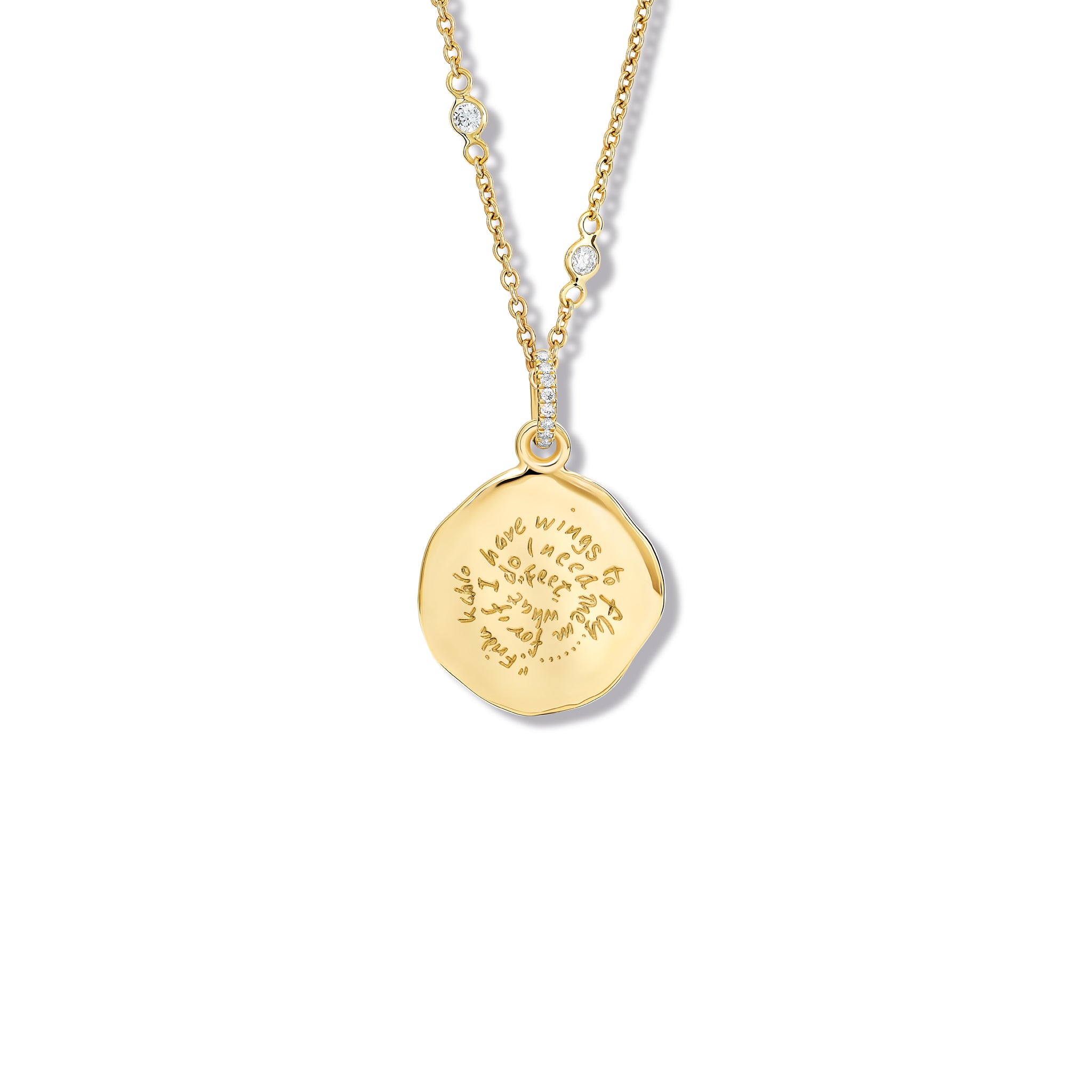 Feet, What Do I Need Them For Quote Pendant Yellow Gold - Diamond Pavé
