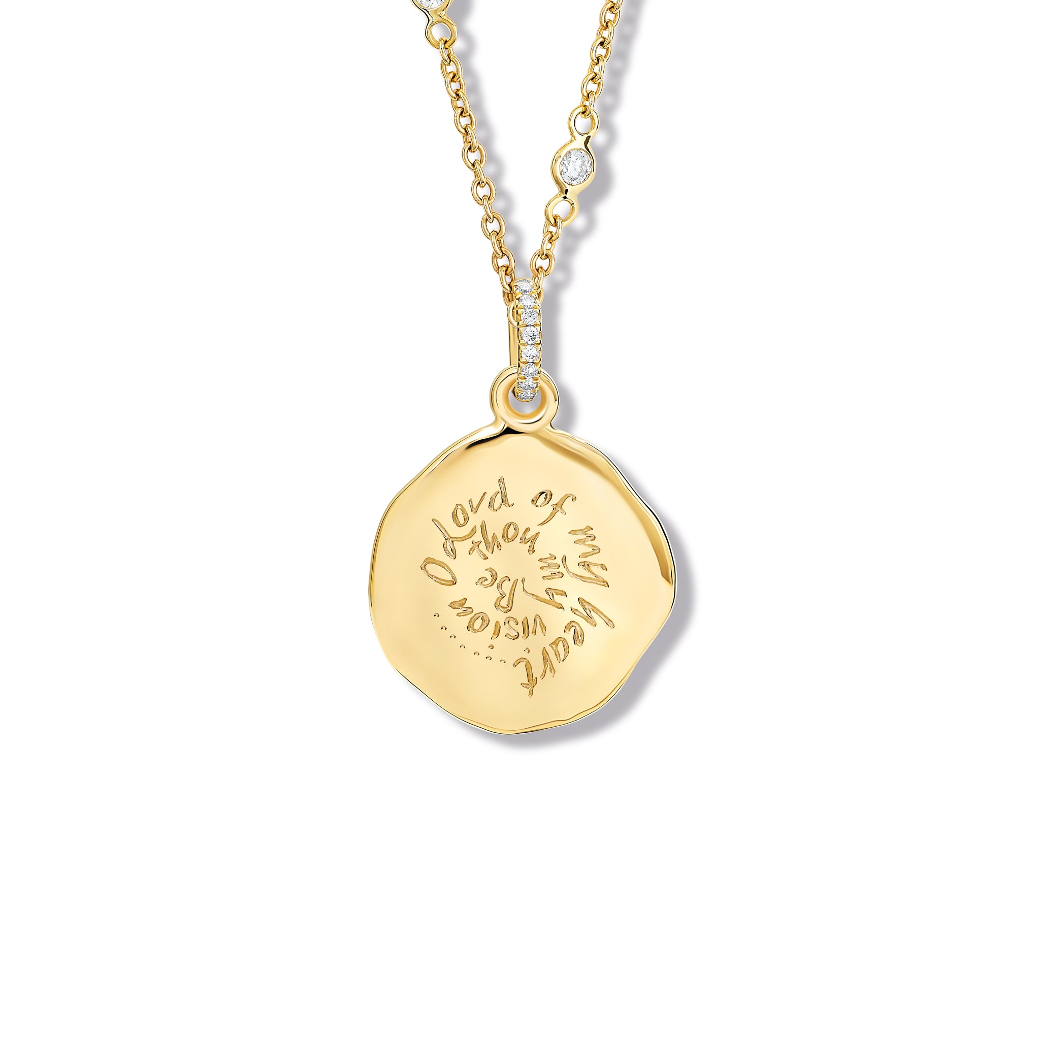 Be Thou my Vision Quote Pendant Yellow Gold - Diamond Pavé