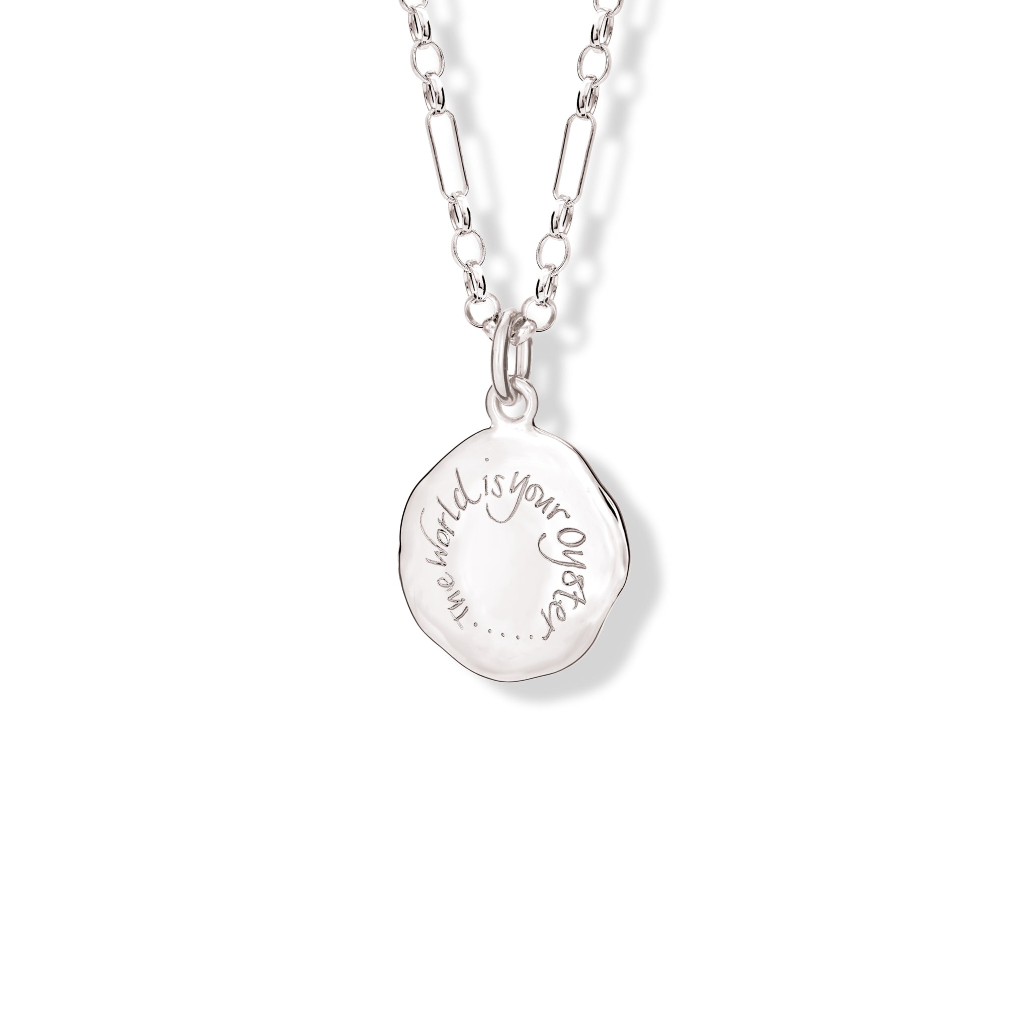 The World Is Your Oyster Quote Pendant Silver