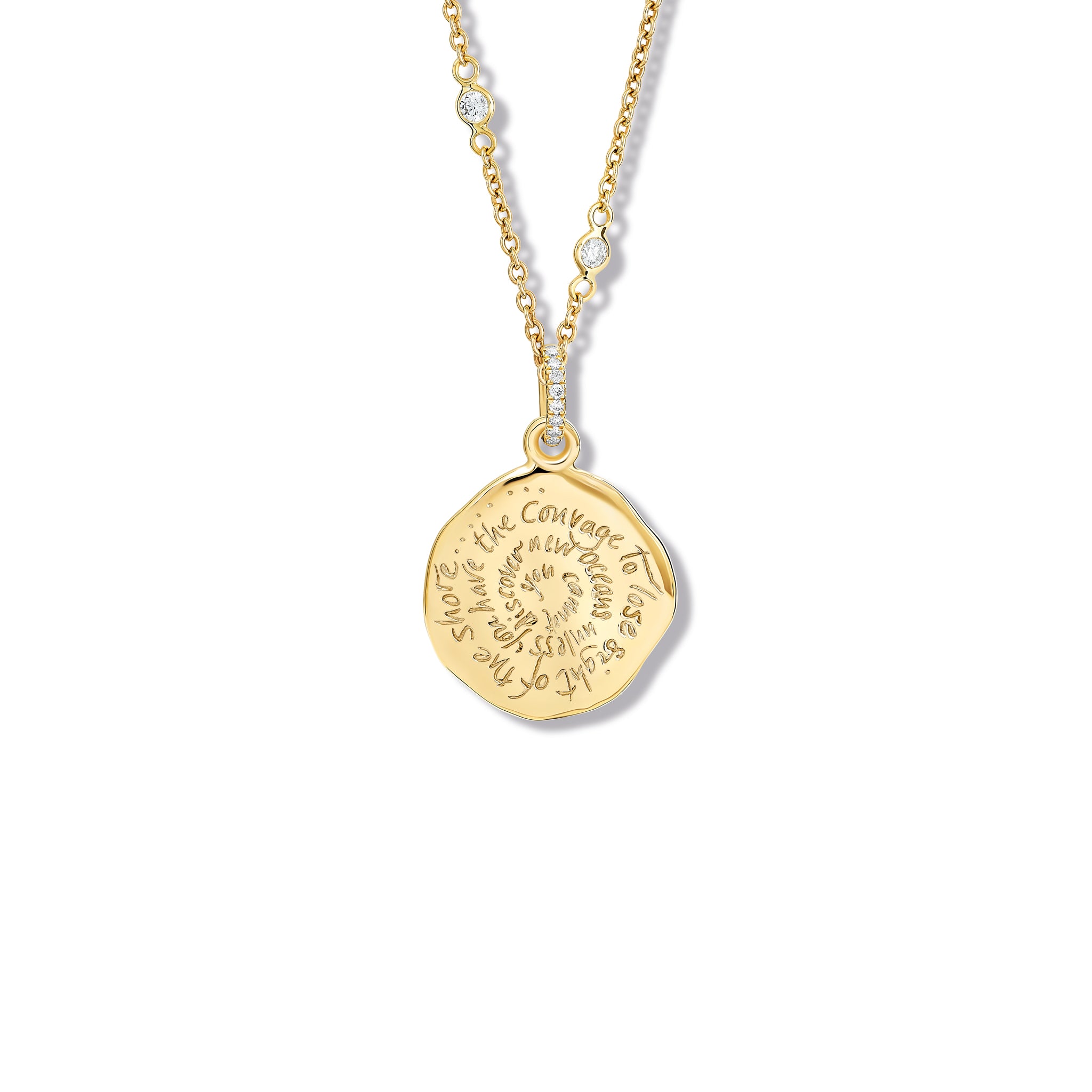 You Cannot Discover Quote Pendant Yellow Gold - Diamond Pavé