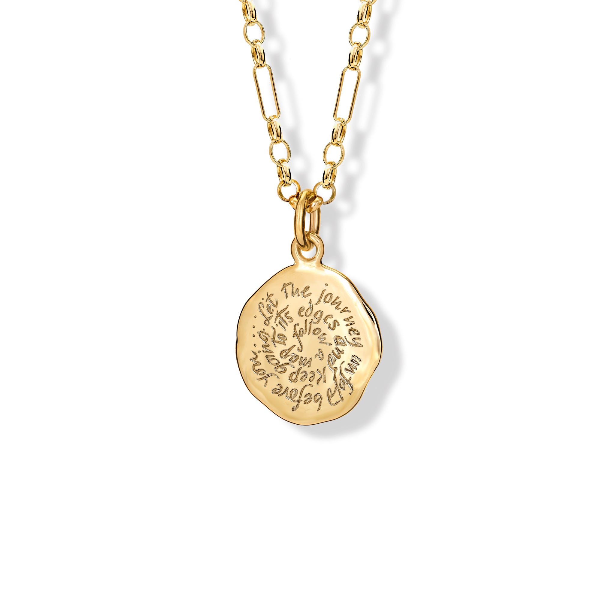 Follow A Map To Its Edges Quote Pendant 18ct Yellow Gold