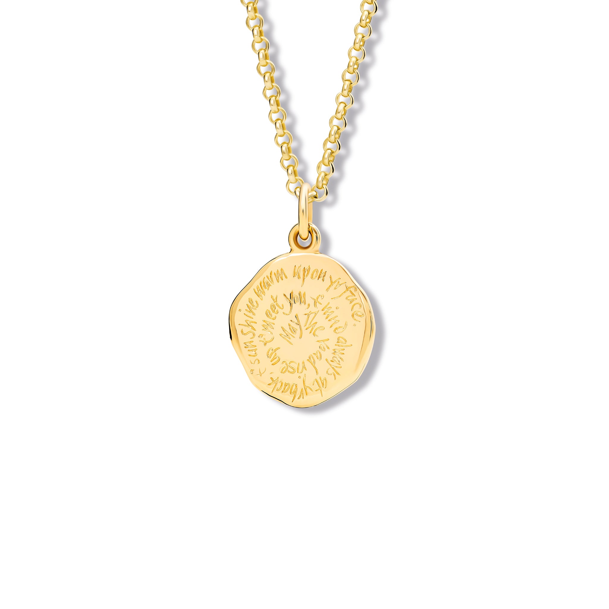 May The Road Rise Up Yellow Quote Pendant Yellow Gold