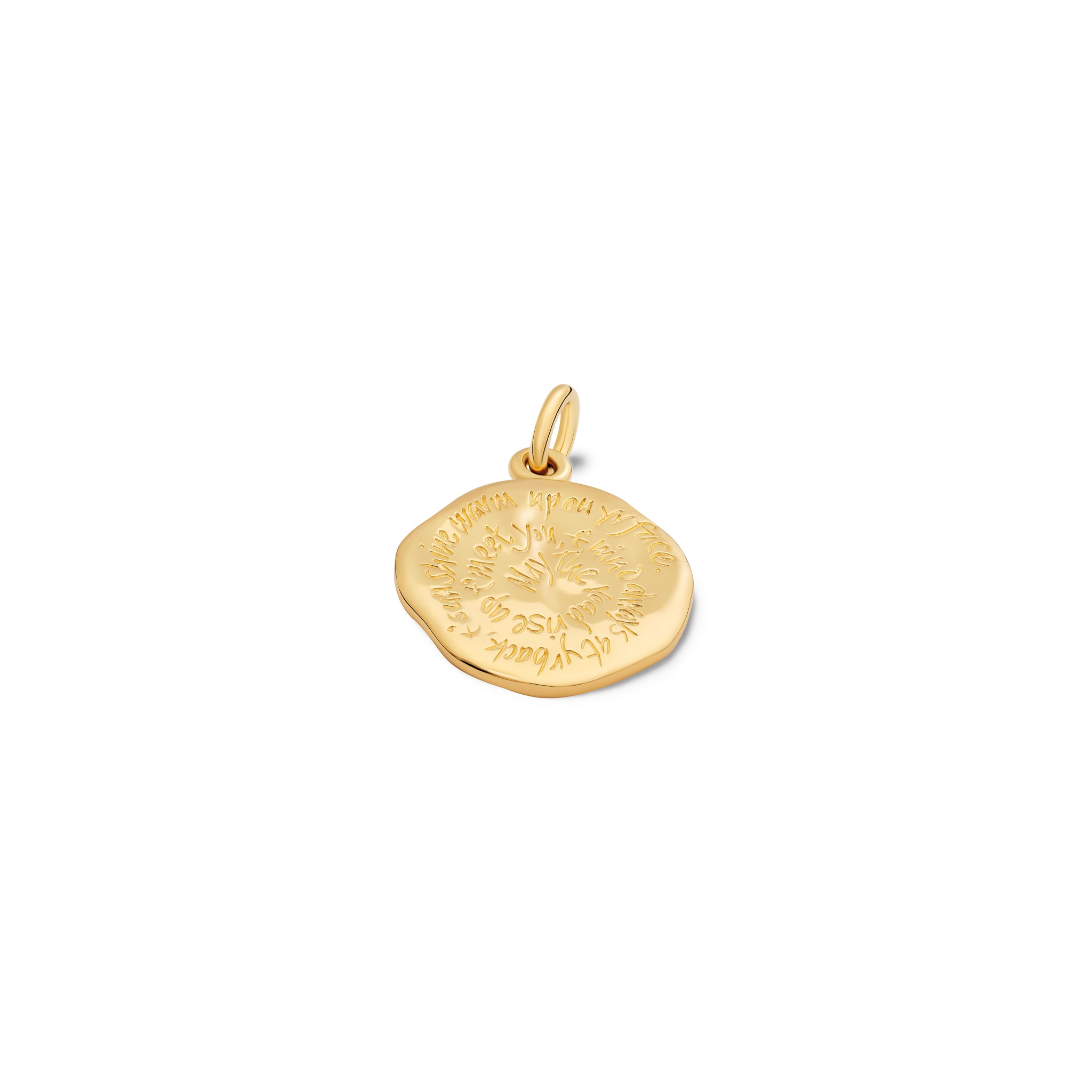 May The Road Rise Up Yellow Quote Pendant Yellow Gold