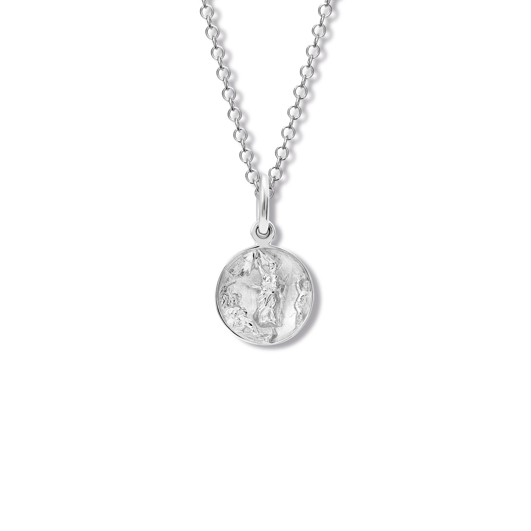 Handcrafted sterling silver necklace pendant 'en relief' with the painting of 'La Marianne' in France. 