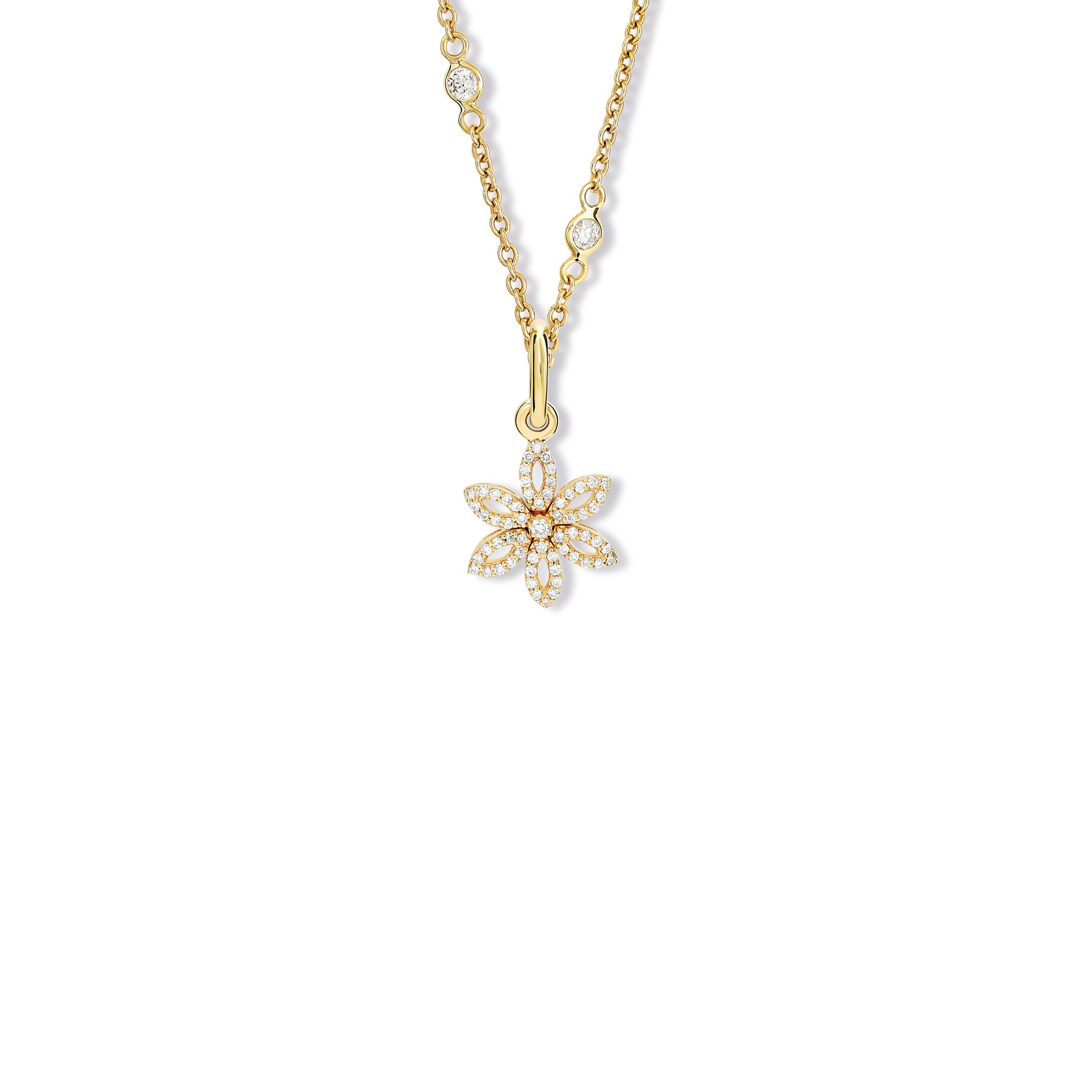 Fleur de Lys Small Necklace Pendant 18ct Yellow Gold - Diamond Pavé