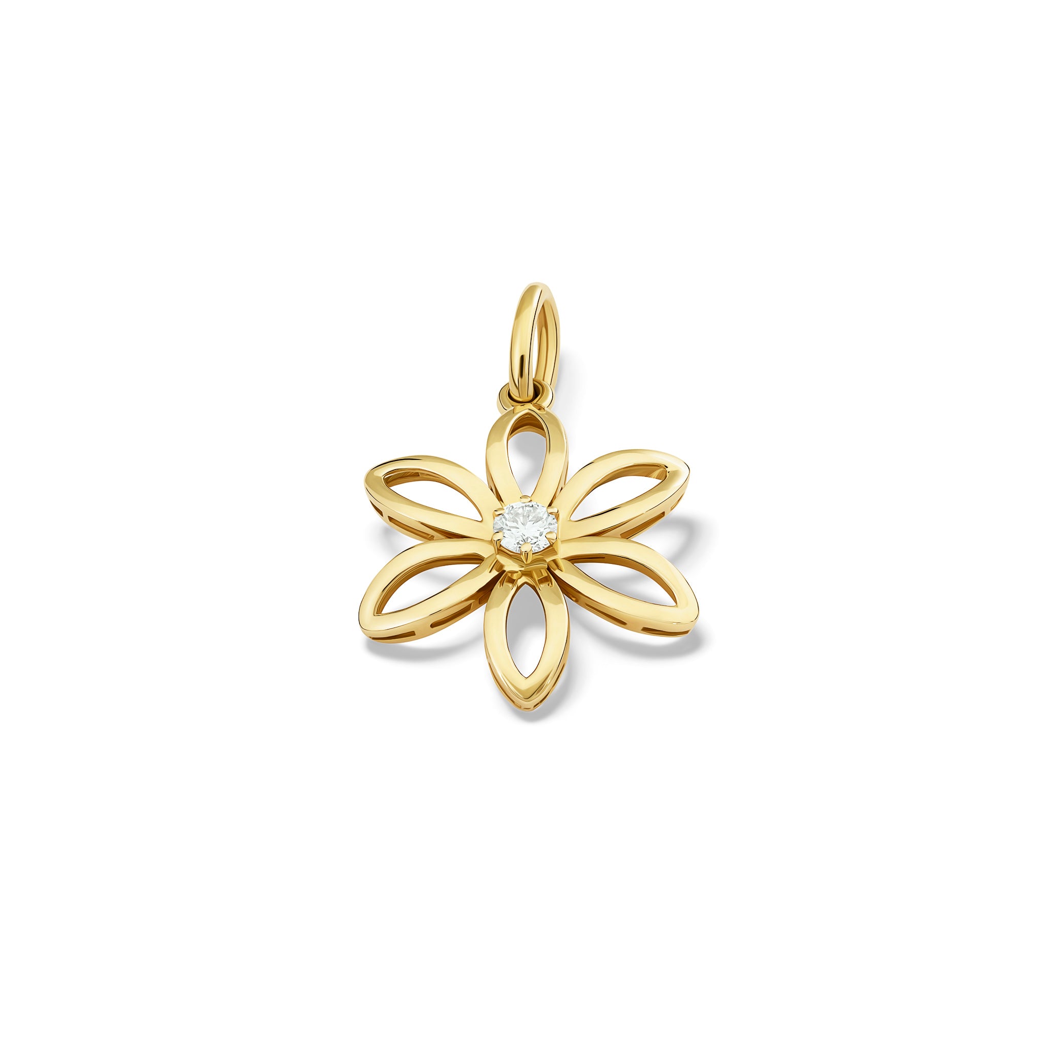 Fleur de Lys Medium Necklace Pendant Yellow Gold - Diamond