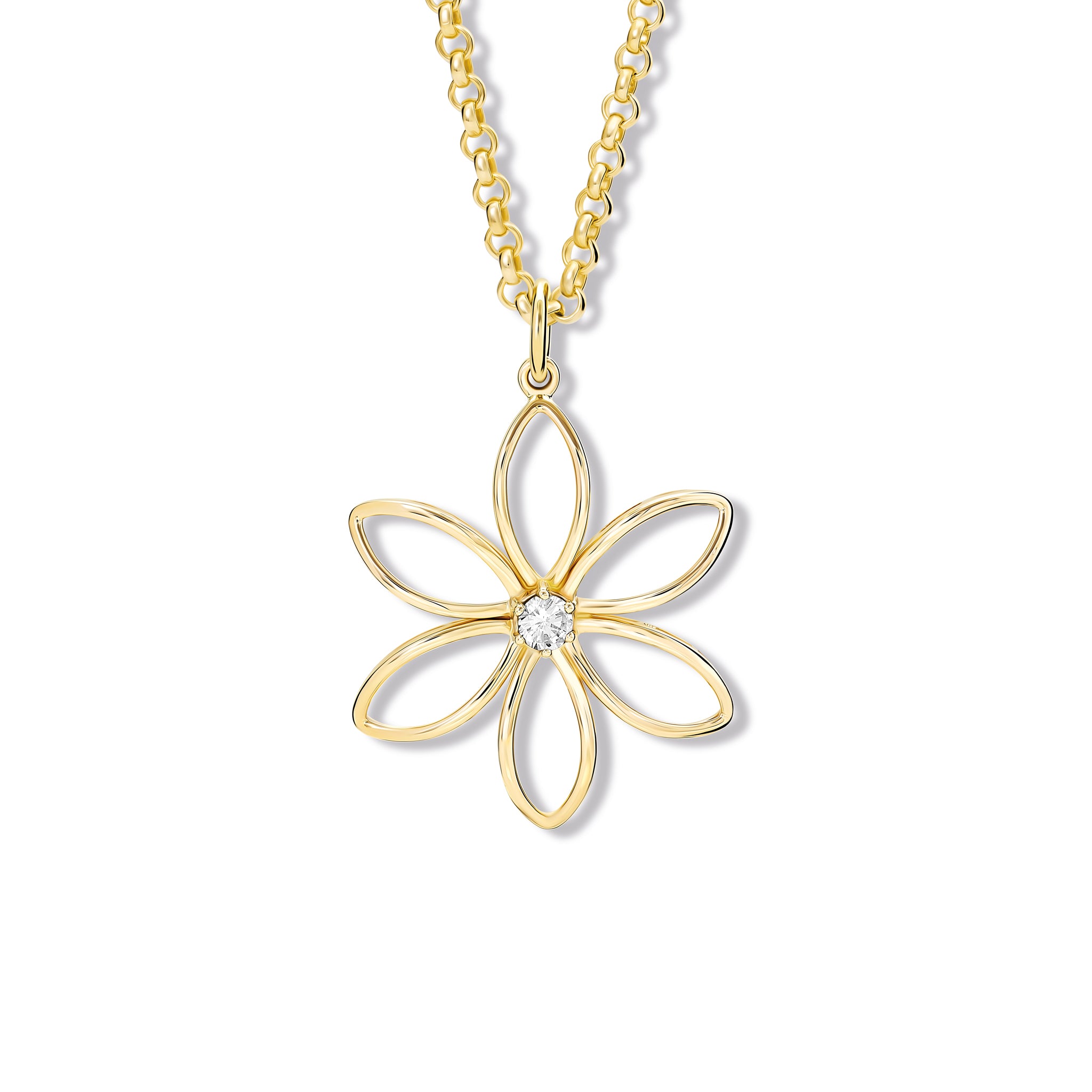 Fleur de Lys Large Necklace Pendant Yellow Gold - Diamond