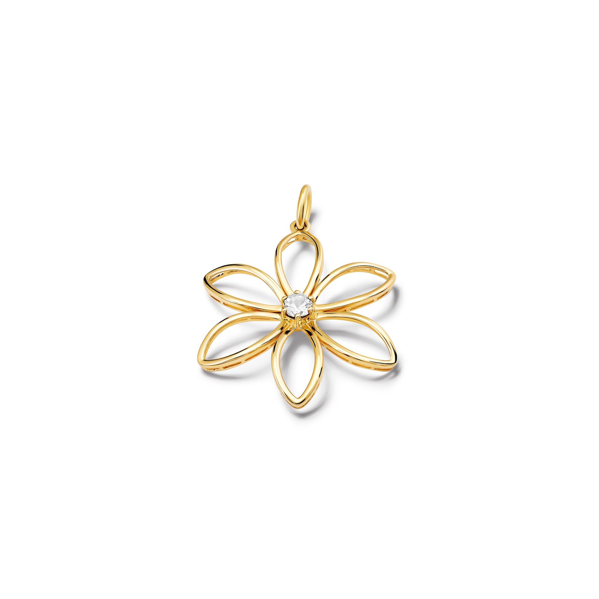 Fleur de Lys Large Necklace Pendant Yellow Gold - Diamond