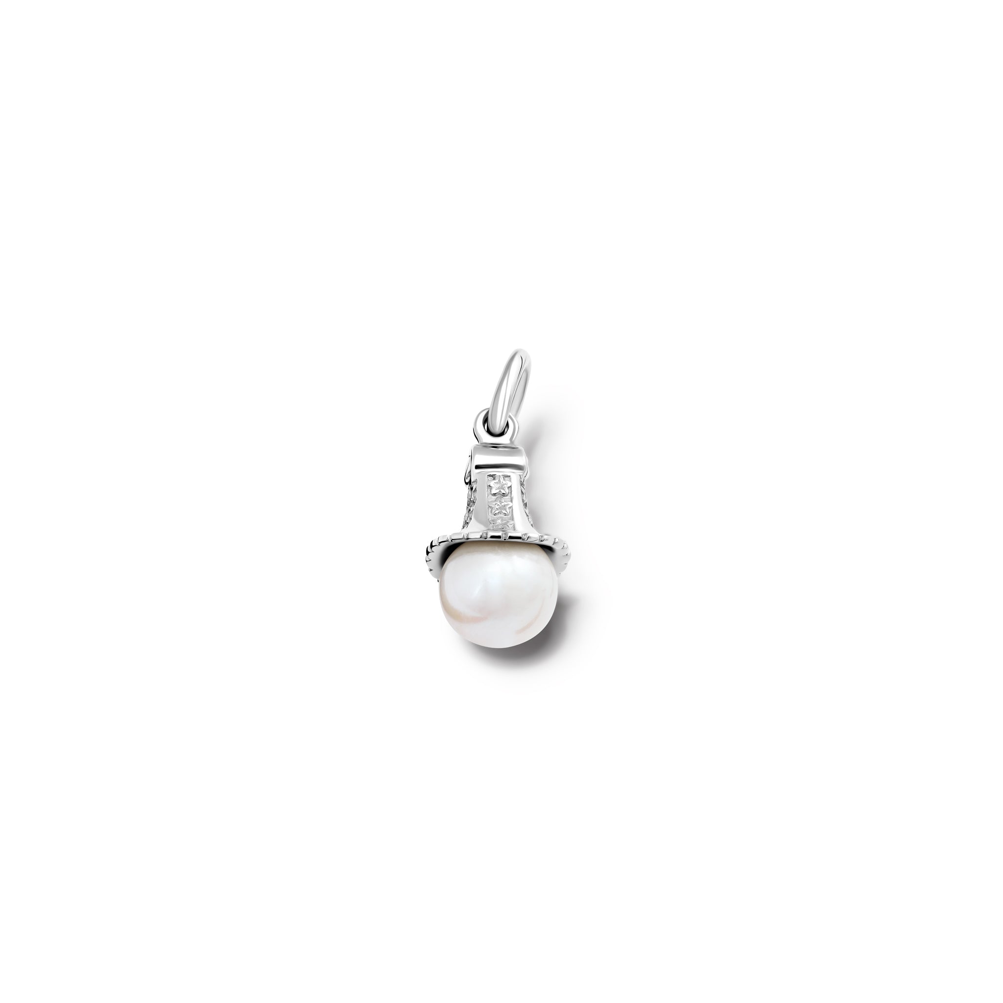 Handcrafted sterling silver necklace pendant with a pearl, birthstone of June.