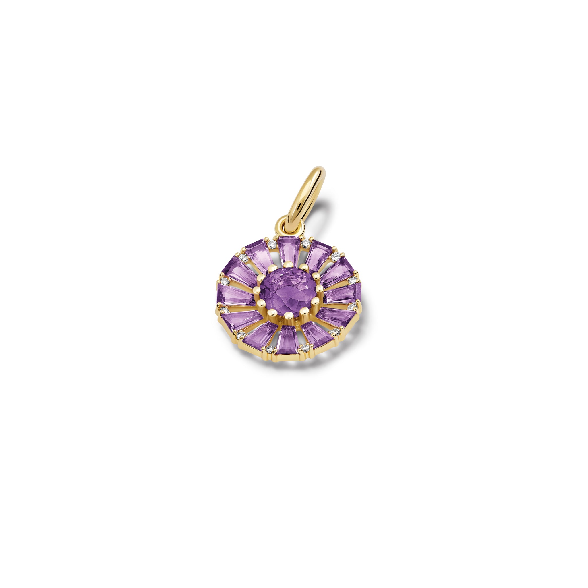 Roi Soleil Small Necklace Pendant Yellow Gold - Lilac Amethyst & Diamond