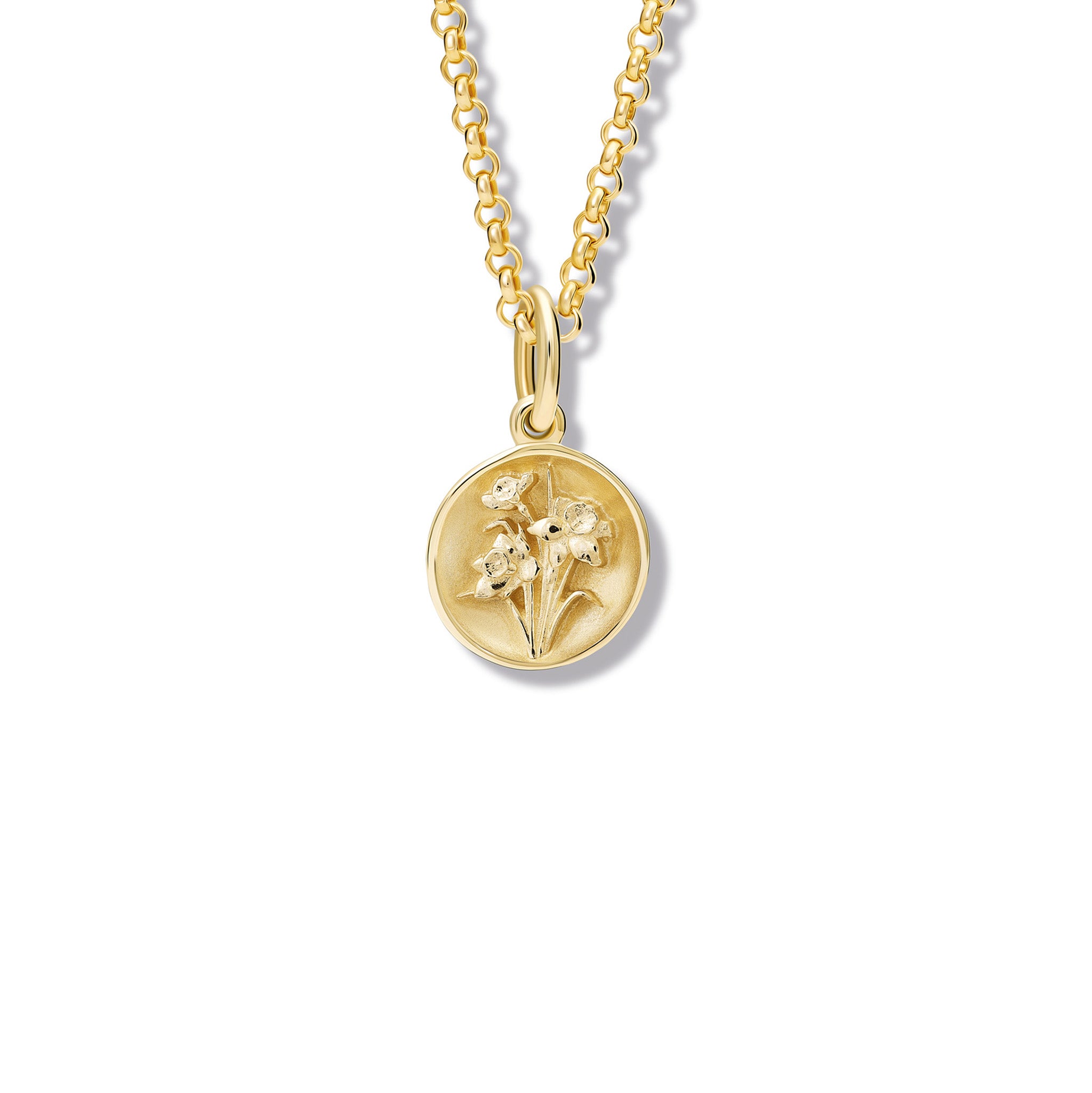 Daffodil Necklace Pendant Yellow Gold