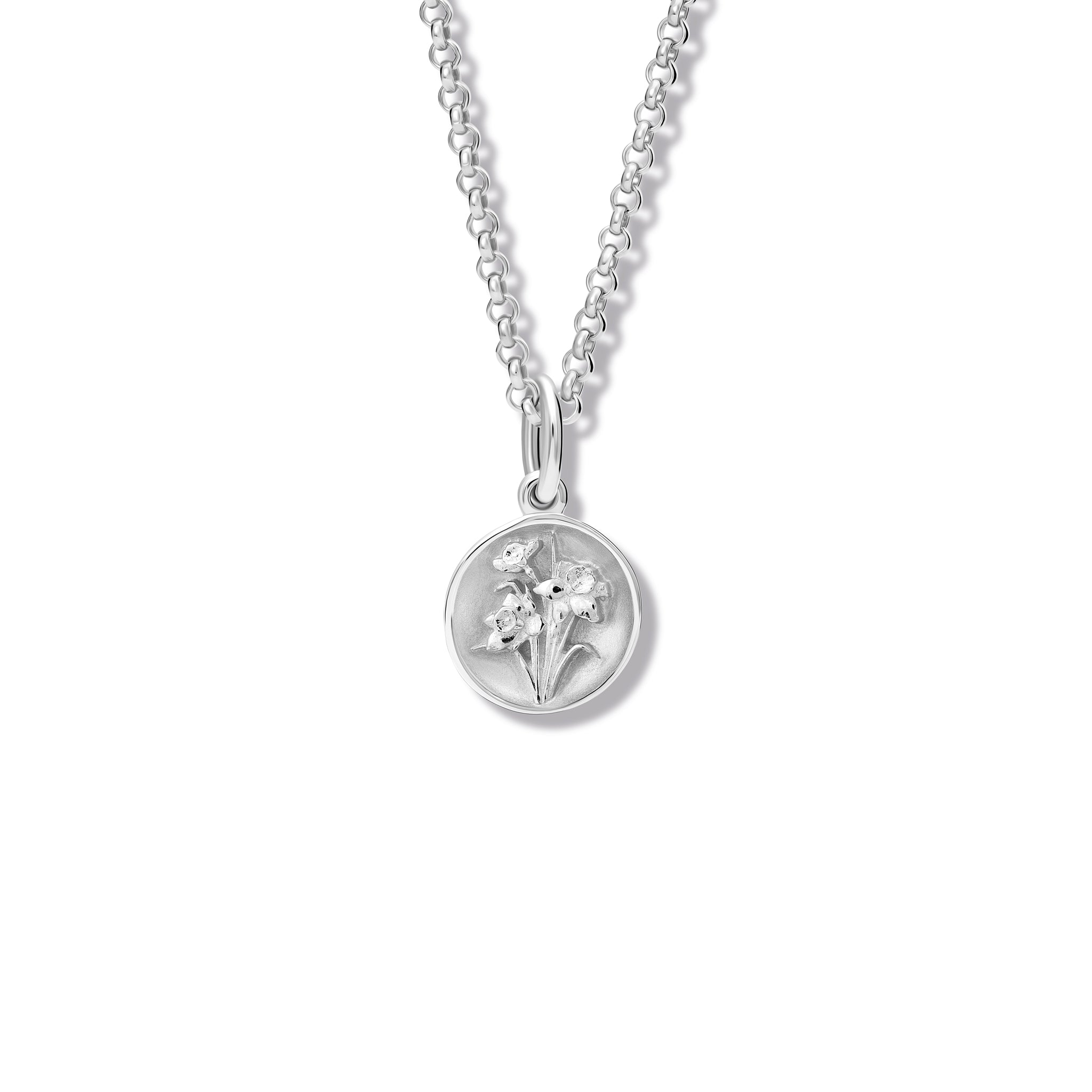 Daffodil Necklace Pendant Silver