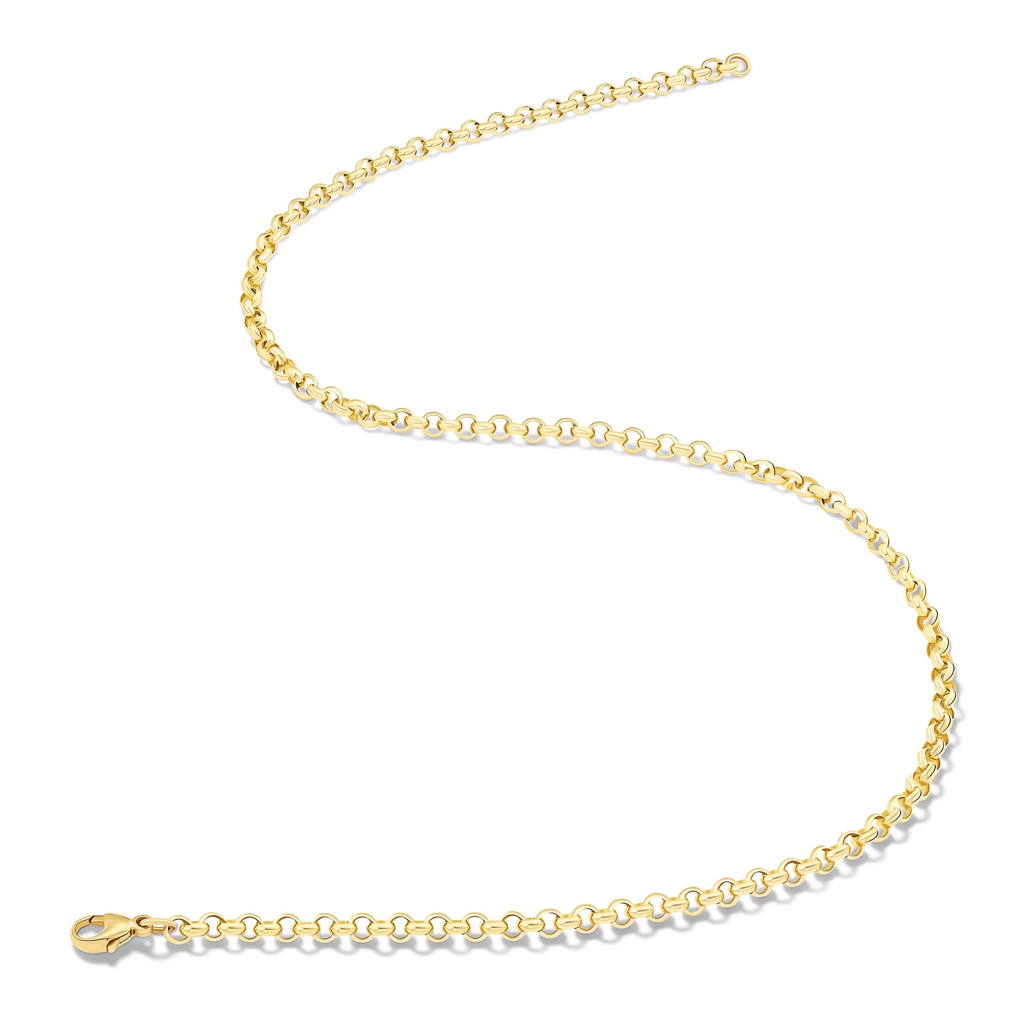 Handcrafted yellow gold necklace chain featuring small chunky round links.