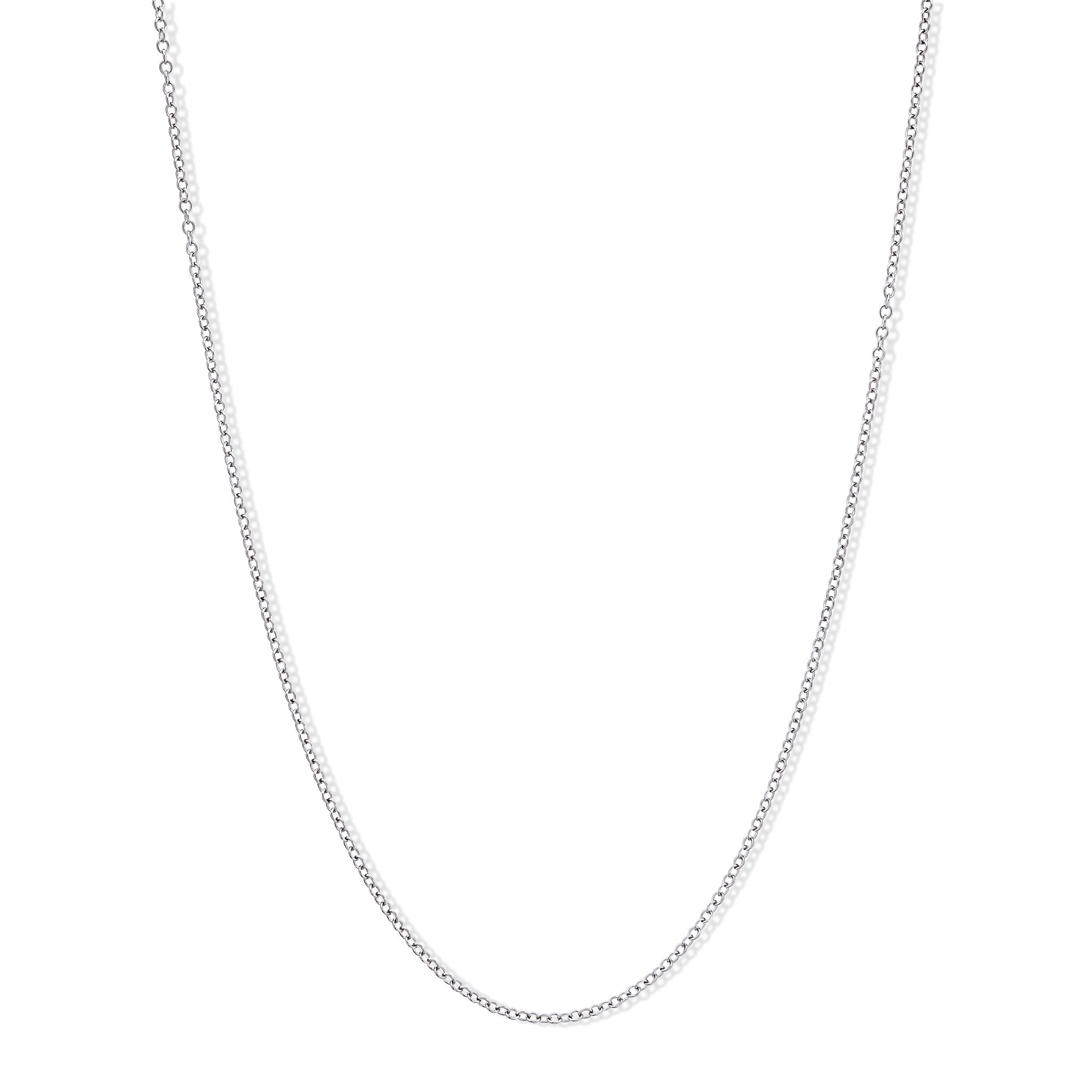 Handcrafted white gold necklace chain featuring small circular links.