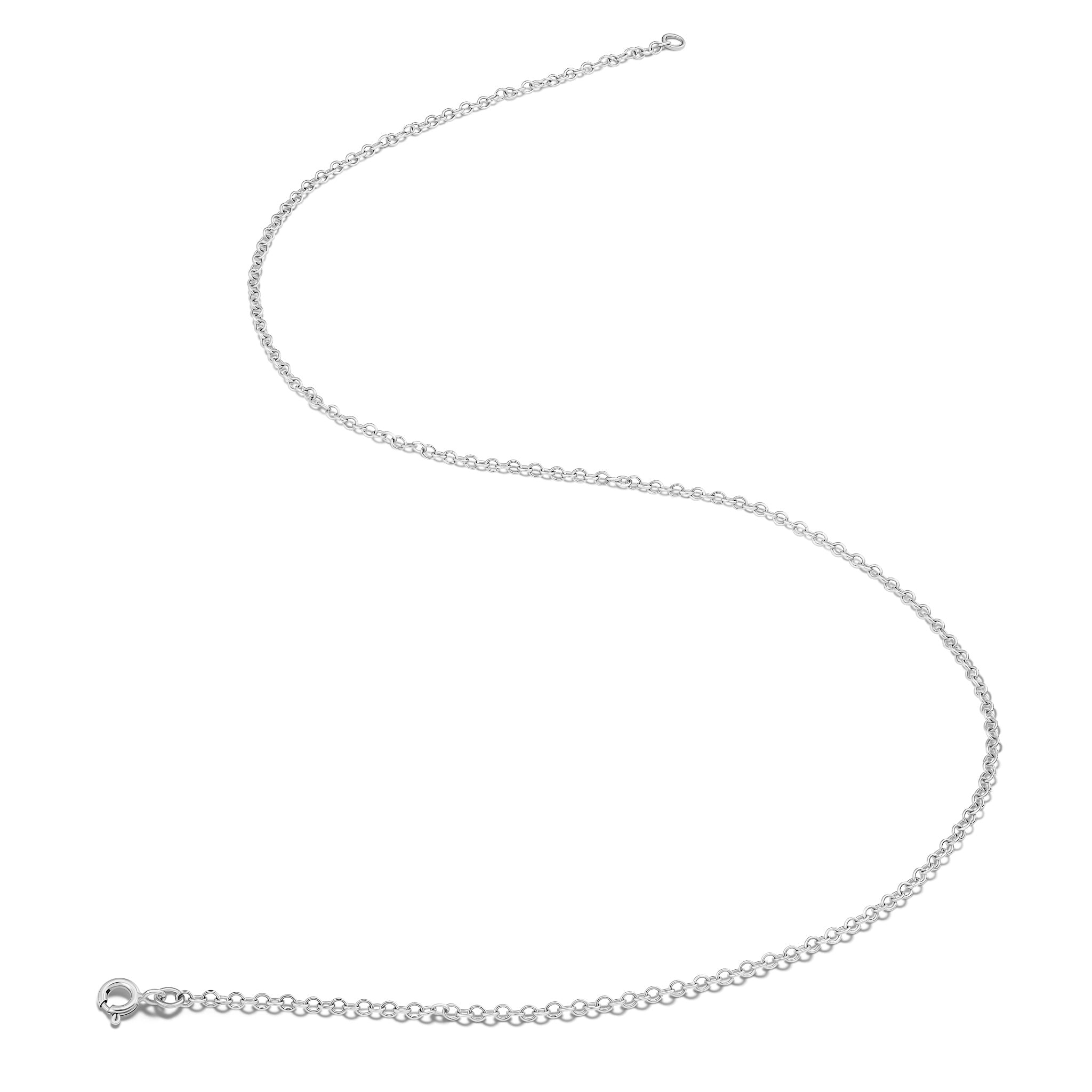 Handcrafted white gold necklace chain featuring small circular links.