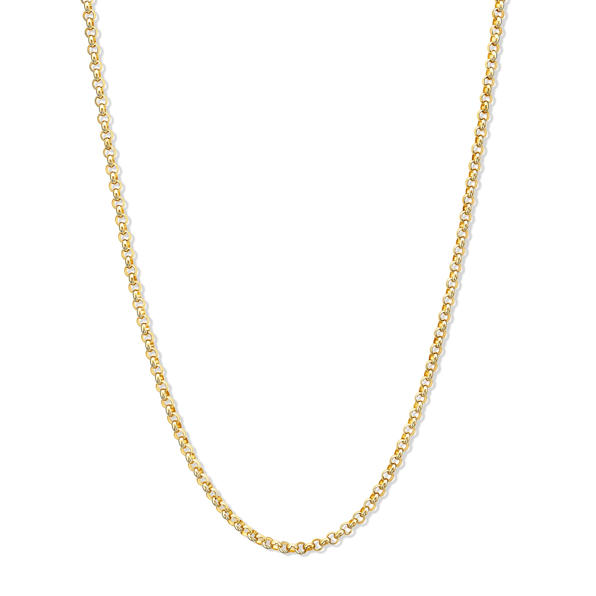 Handcrafted yellow gold necklace chain featuring small chunky round links.