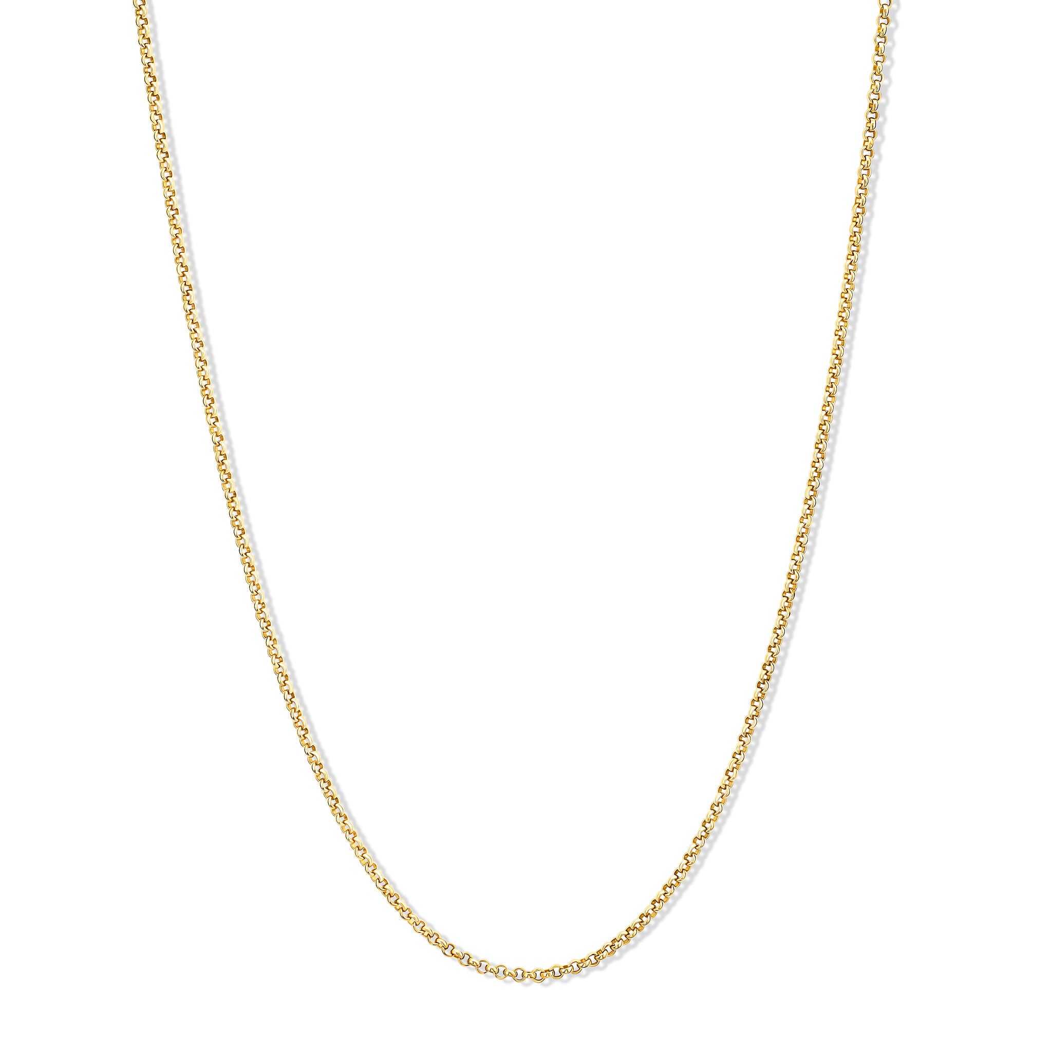 Handcrafted yellow gold necklace chain featuring small chunky round links.