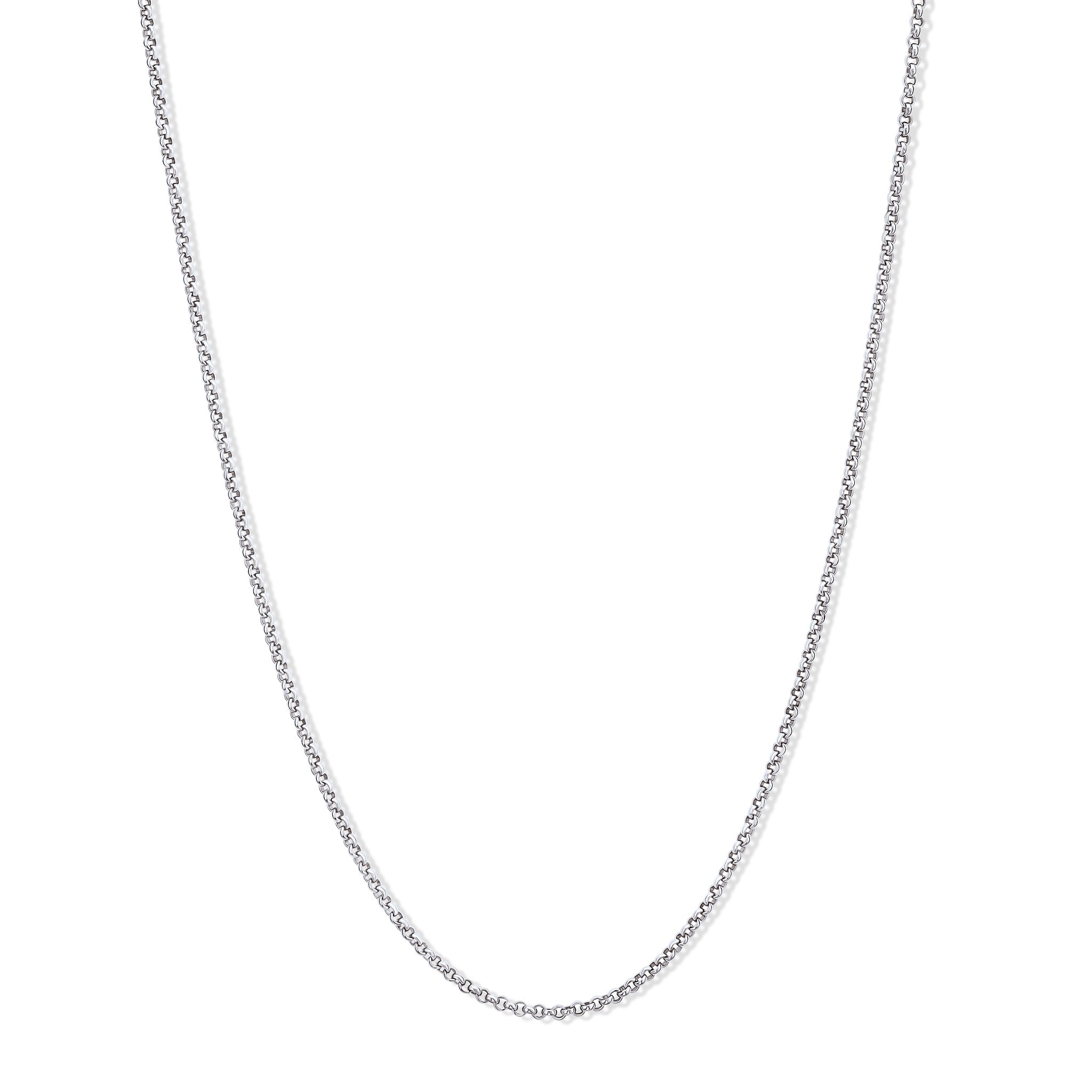 Handcrafted 18ct white gold necklace chain featuring small chunky round links.