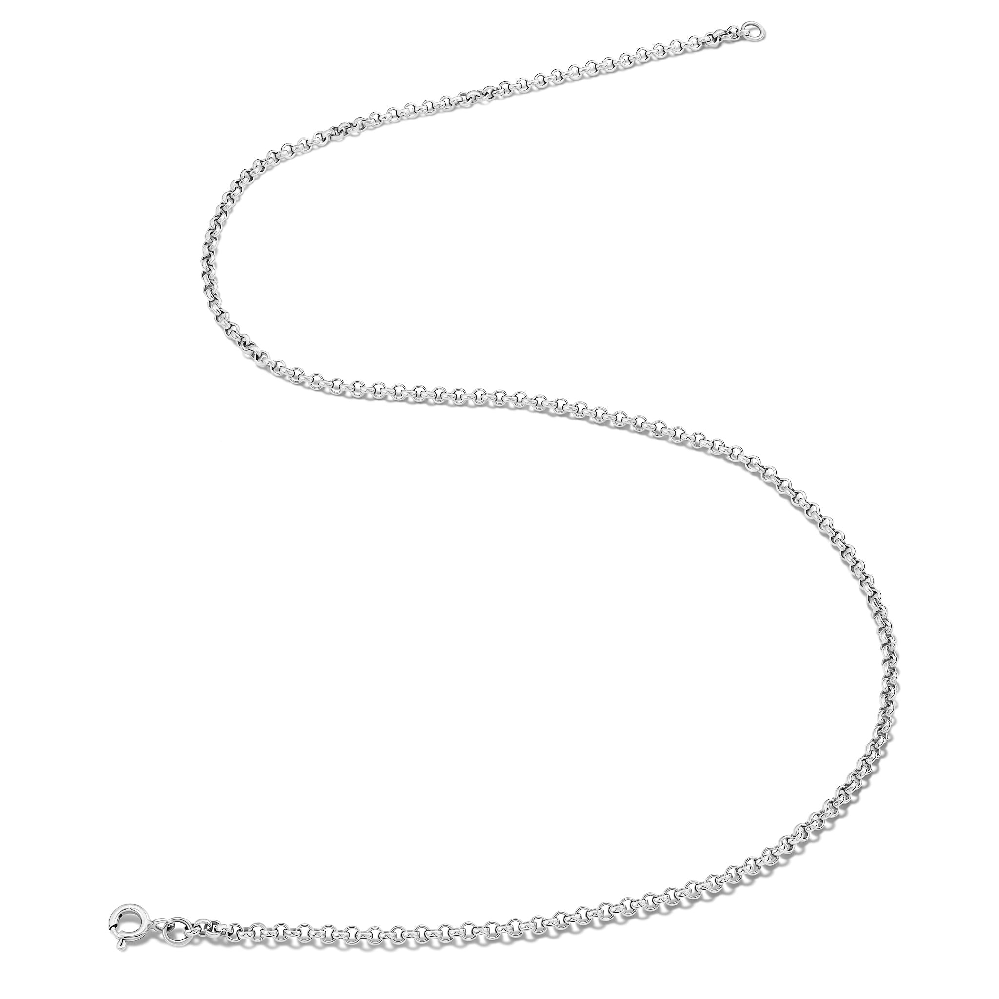 Handcrafted 18ct white gold necklace chain featuring small chunky round links.