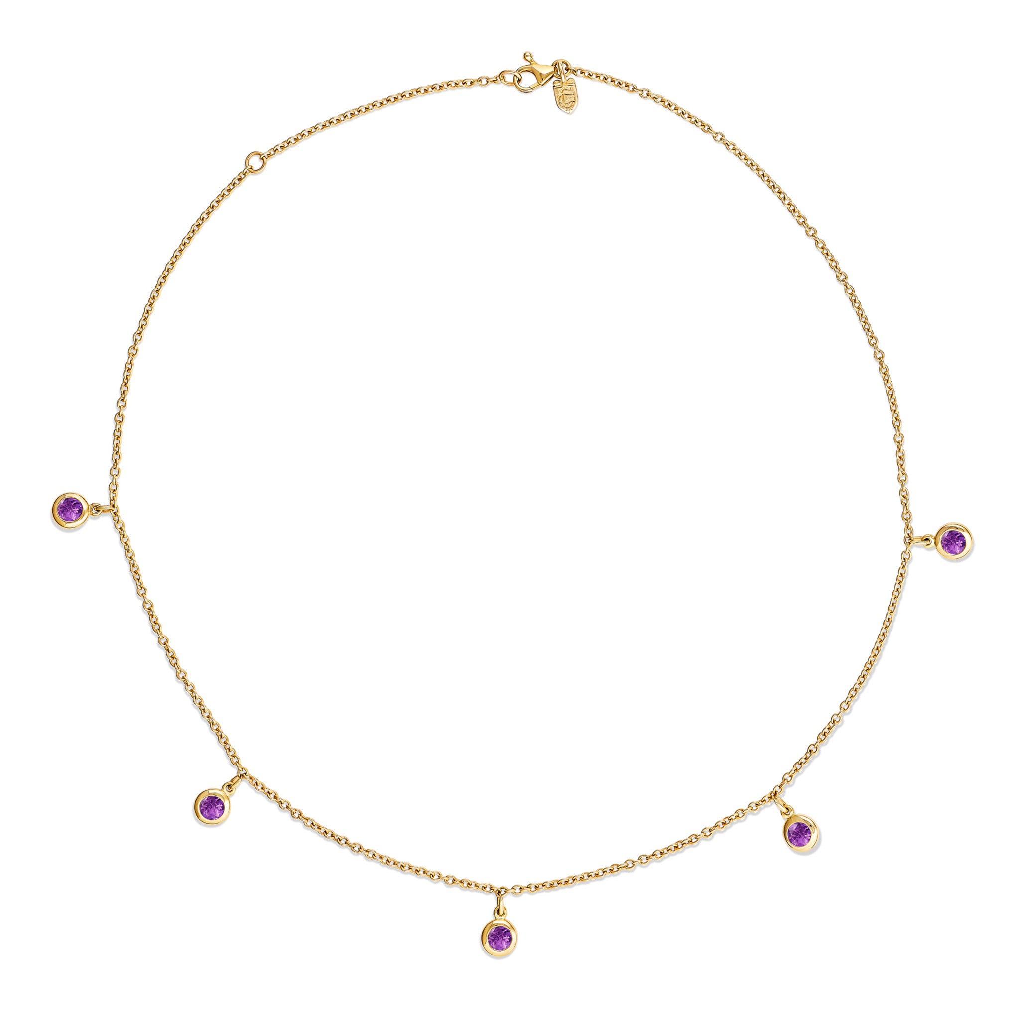 Talya Five Stone Necklace Yellow Gold - Amethyst