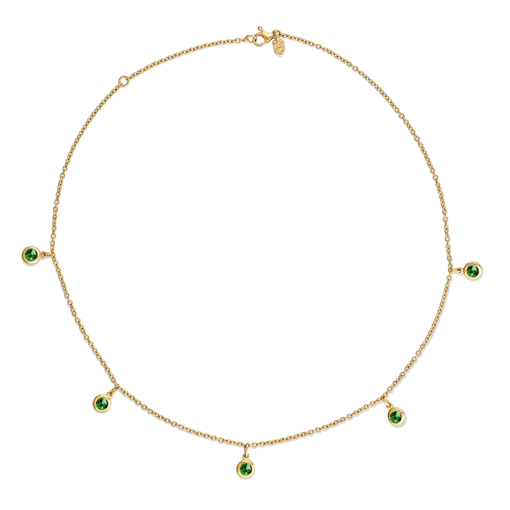Talya Five Stone Necklace Yellow Gold - Chrome Diopside