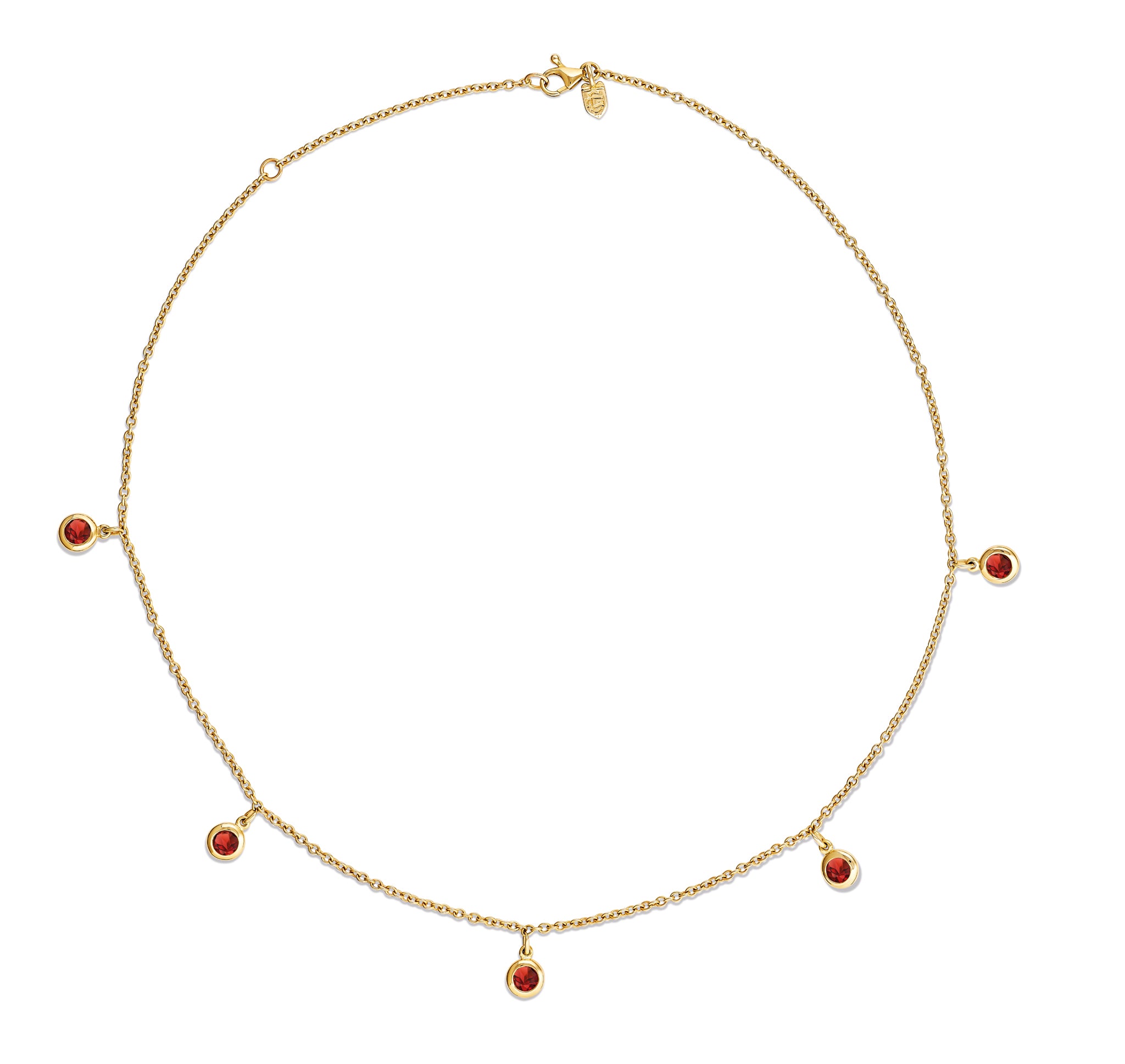 Talya Five Stone Necklace Yellow Gold - Garnet