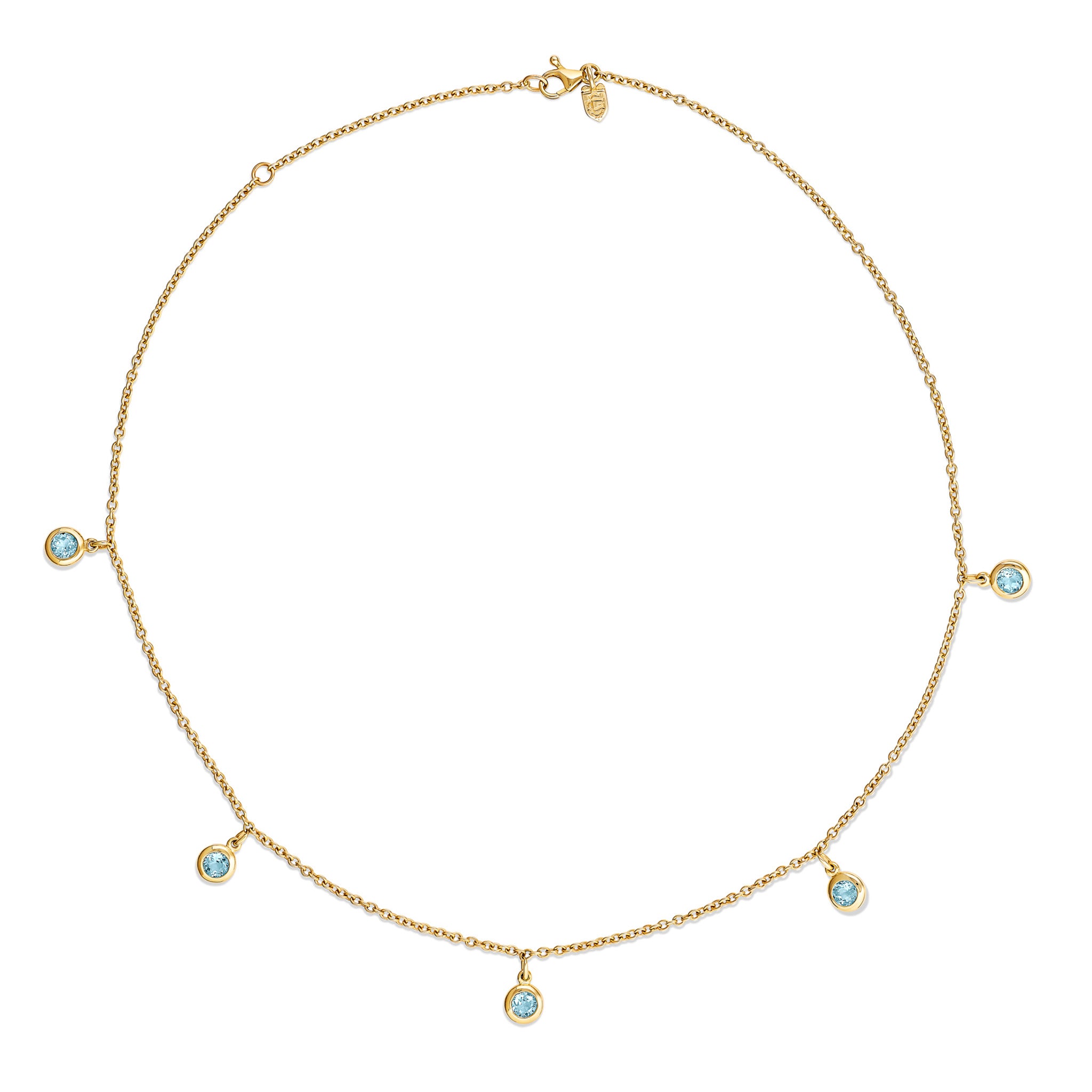 Talya Five Stone Necklace Yellow Gold - Blue Topaz