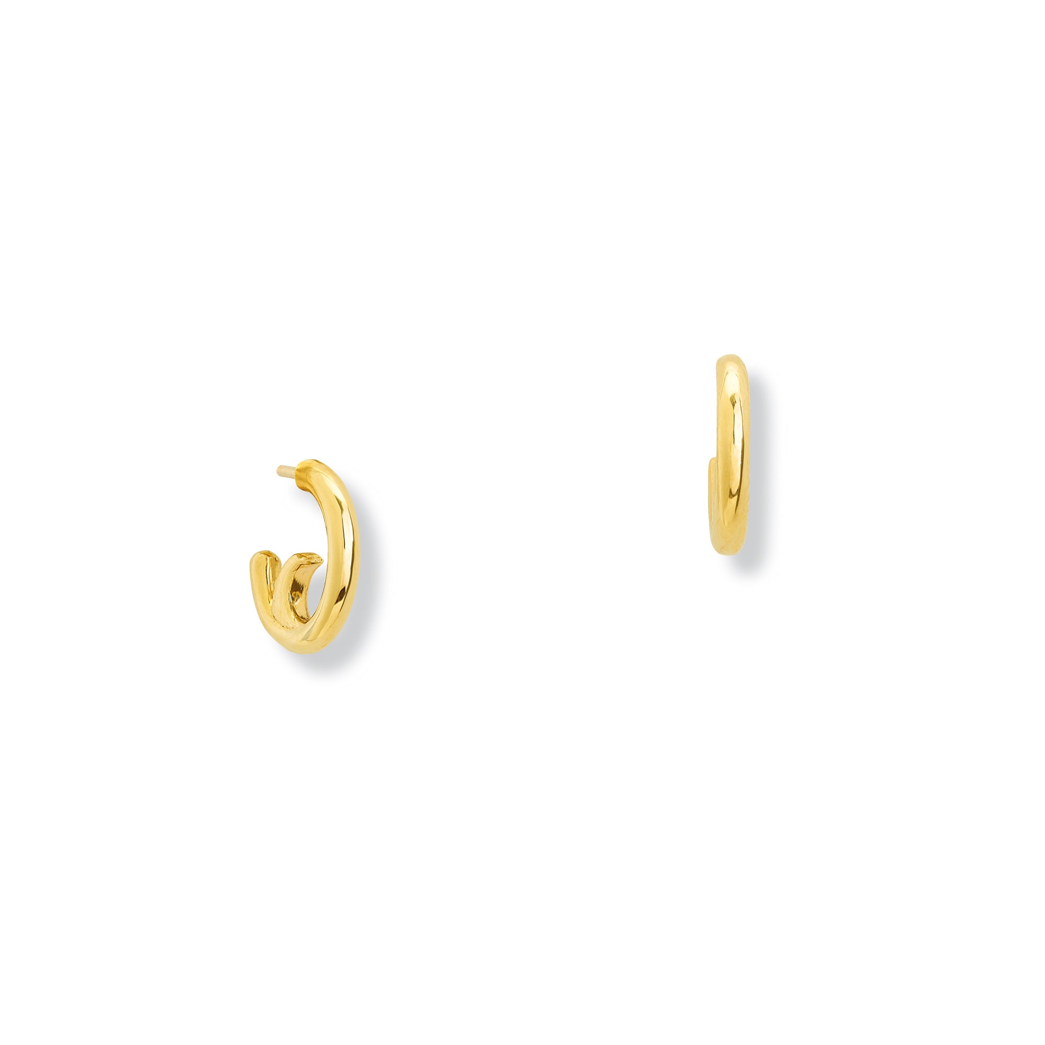 Handcrafted yellow gold hoop earring set.