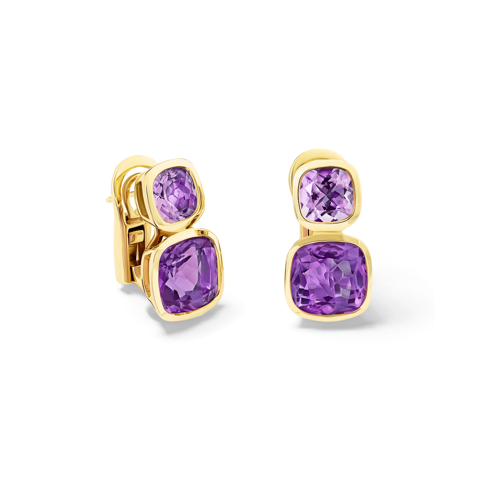 Qin & Han Earrings 18ct Yellow Gold - Pale Amethyst & Pink Amethyst