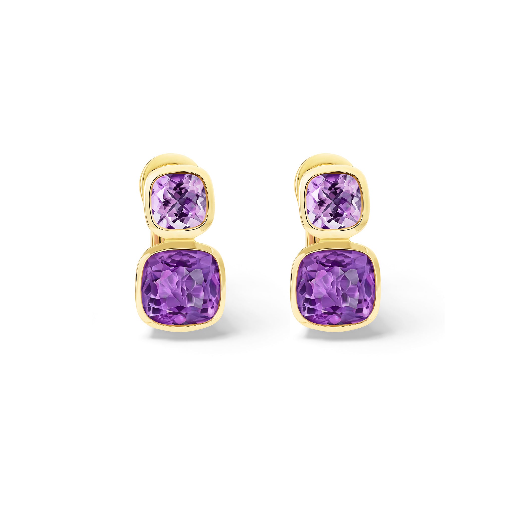 Qin & Han Earrings 18ct Yellow Gold - Pale Amethyst & Pink Amethyst