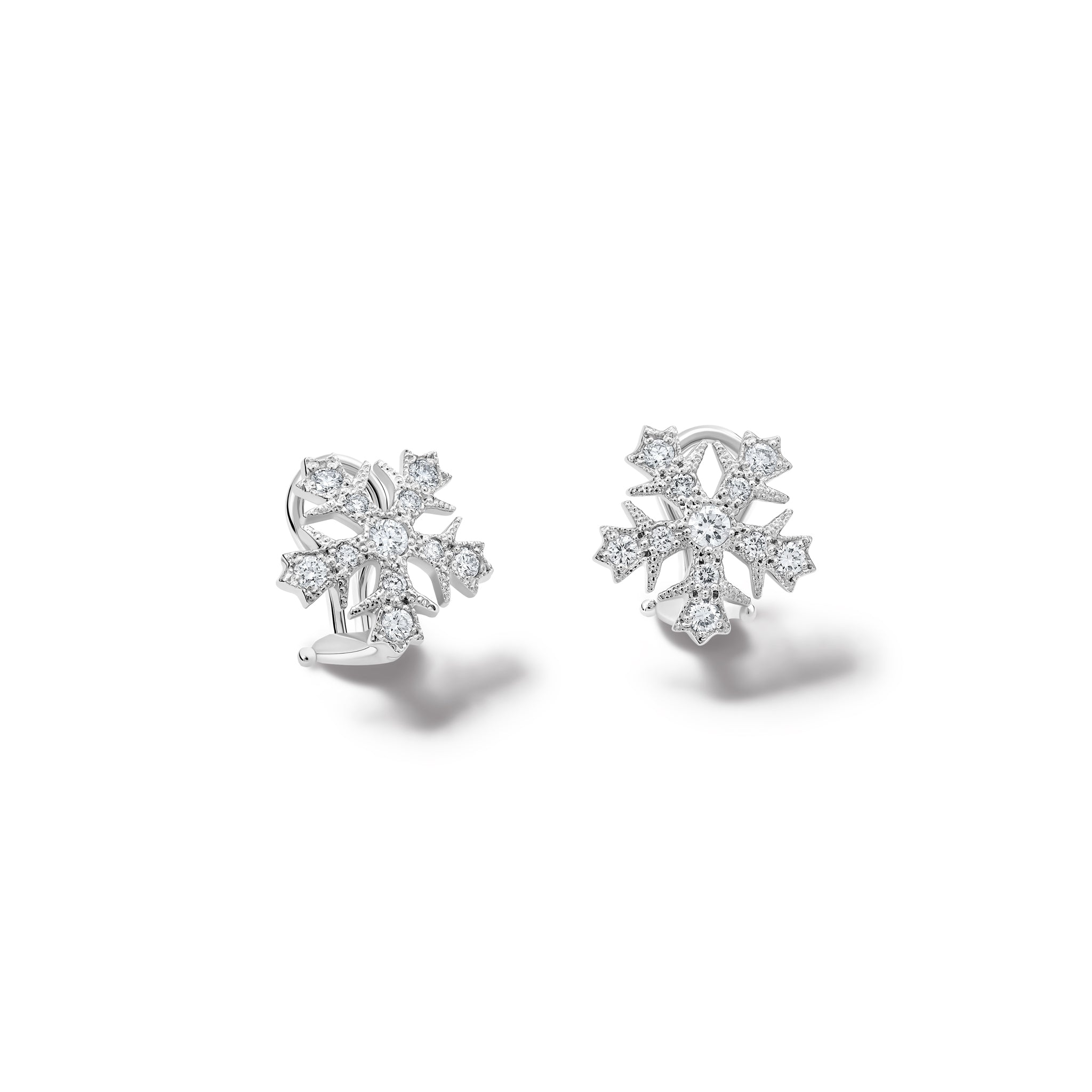 Snowflake Earrings 18ct White Gold - Diamond