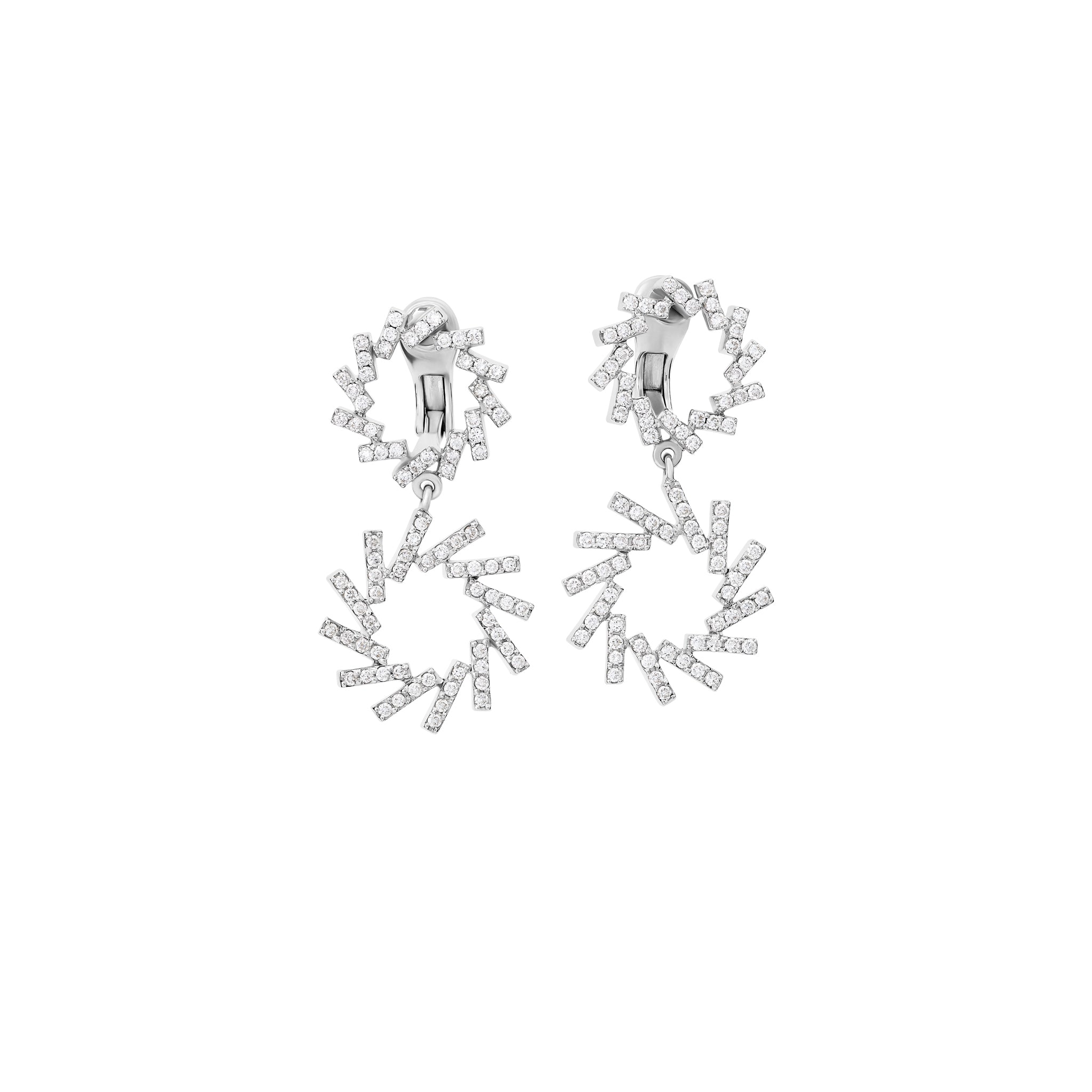 Zellije Double Earrings 18ct White Gold - Diamond