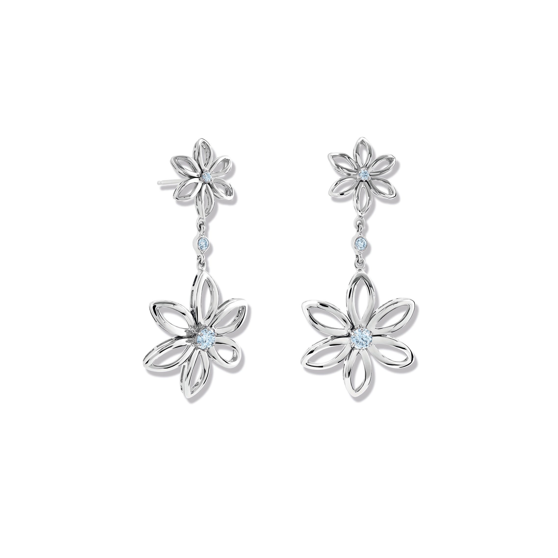 Fleur de Lys Double Earrings Silver - Blue Topaz