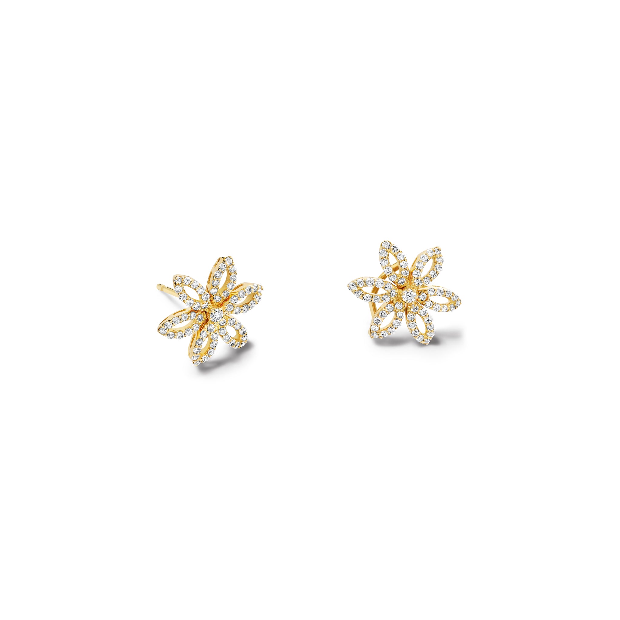 Fleur de Lys Earrings 18ct Yellow Gold - Diamond Pavé