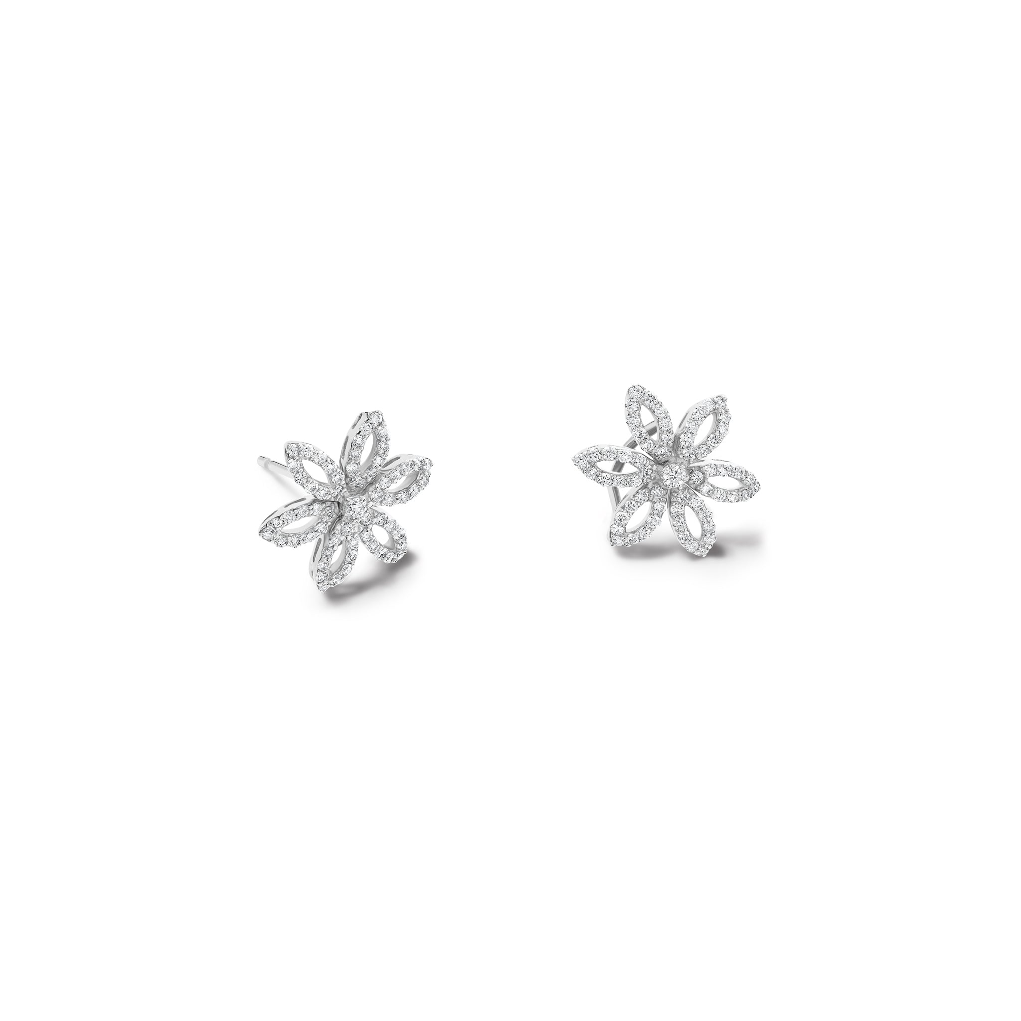 Fleur de Lys Earrings 18ct White Gold - Diamond Pavé