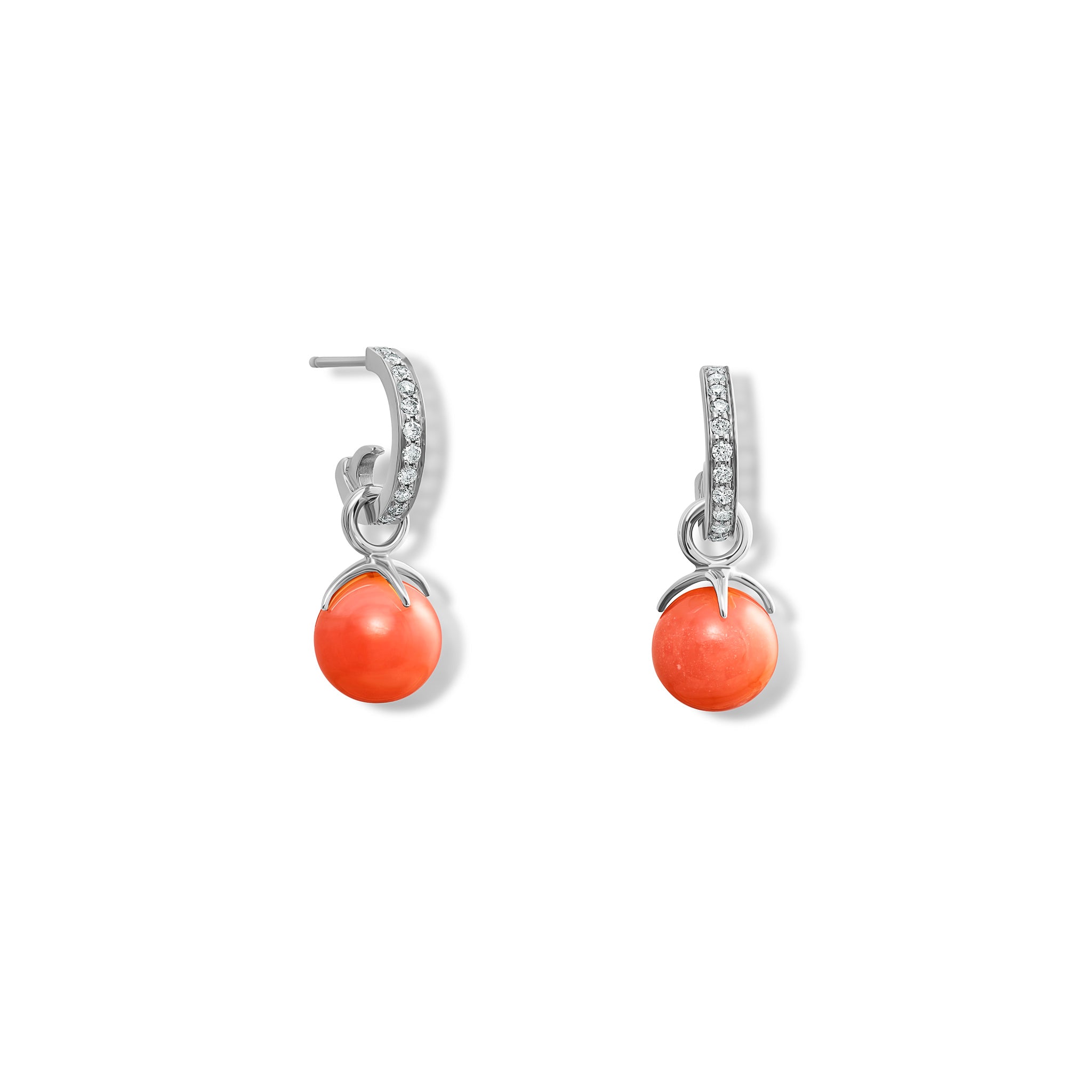 Handcrafted sterling silver earring drops with a round pink opal bead.