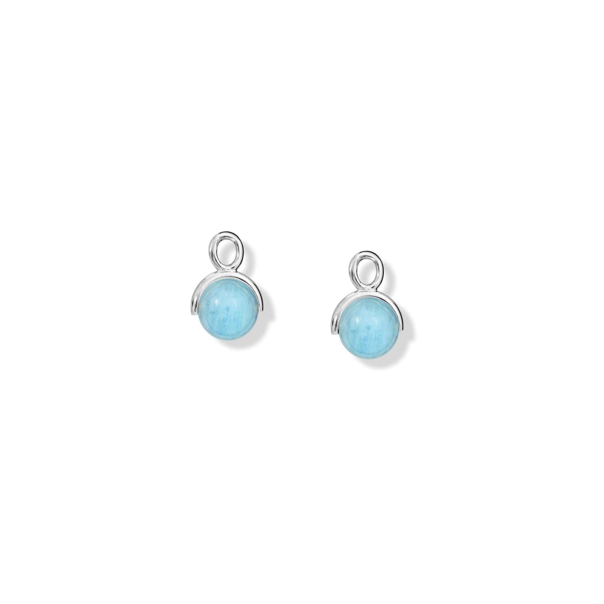 Handcrafted sterling silver earring drops featuring aquamarine beads, birthstone of March.