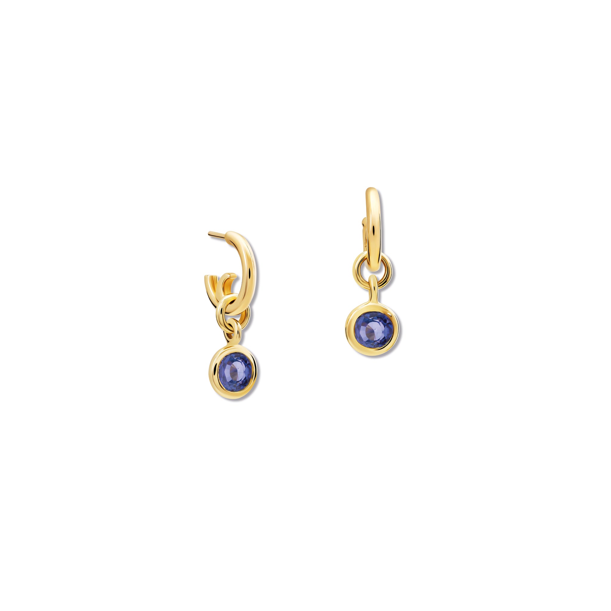 Talya Earring Drops Yellow Gold - Blue Sapphire