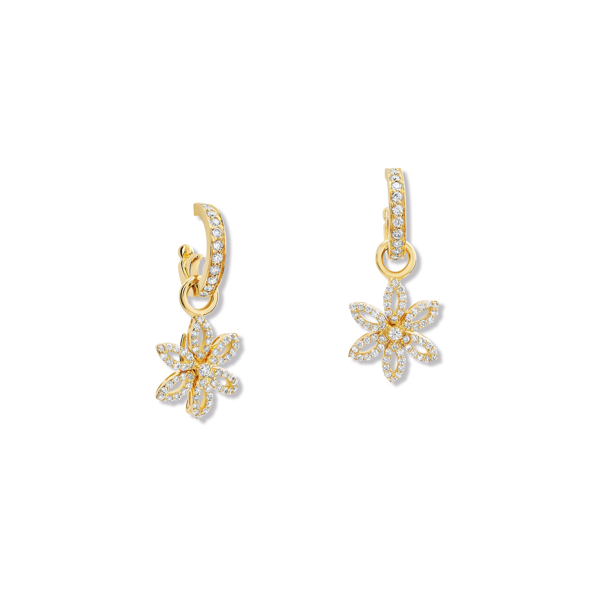 Fleur de Lys Earring Drops 18ct Yellow Gold - Diamond