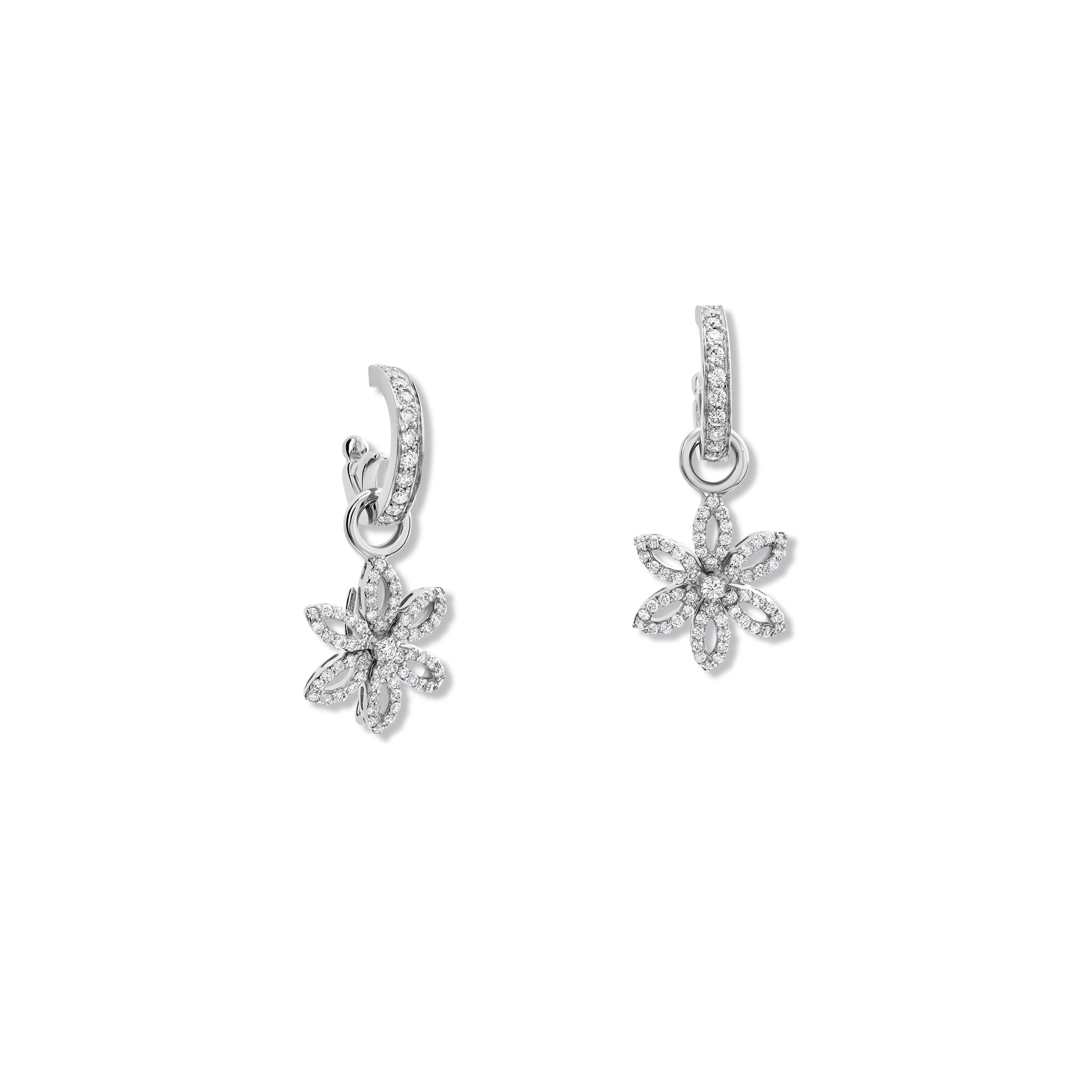 Fleur de Lys Earring Drops 18ct White Gold - Diamond
