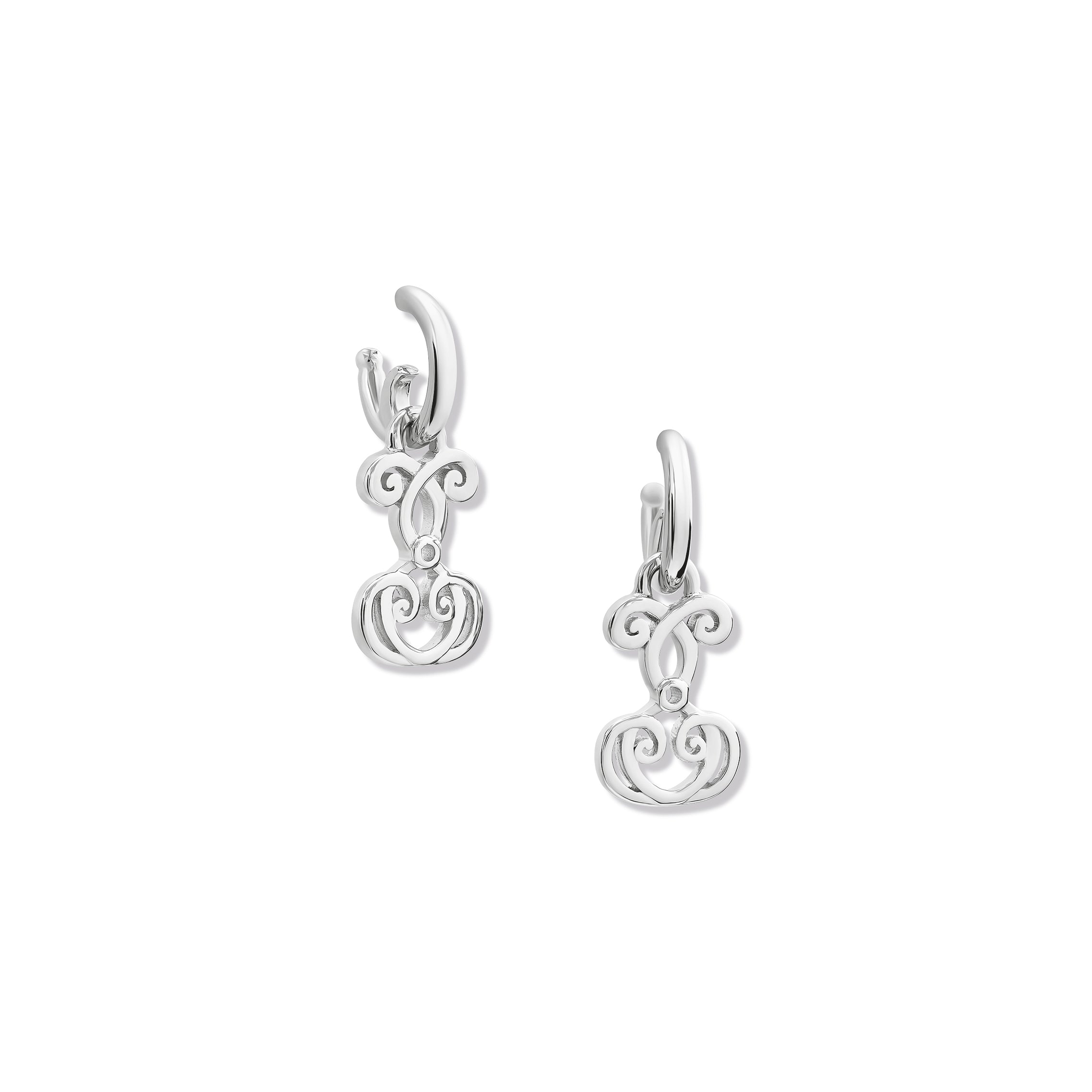 Handcrafted sterling silver earring drops featuring ironwork motifs from the stables in France.